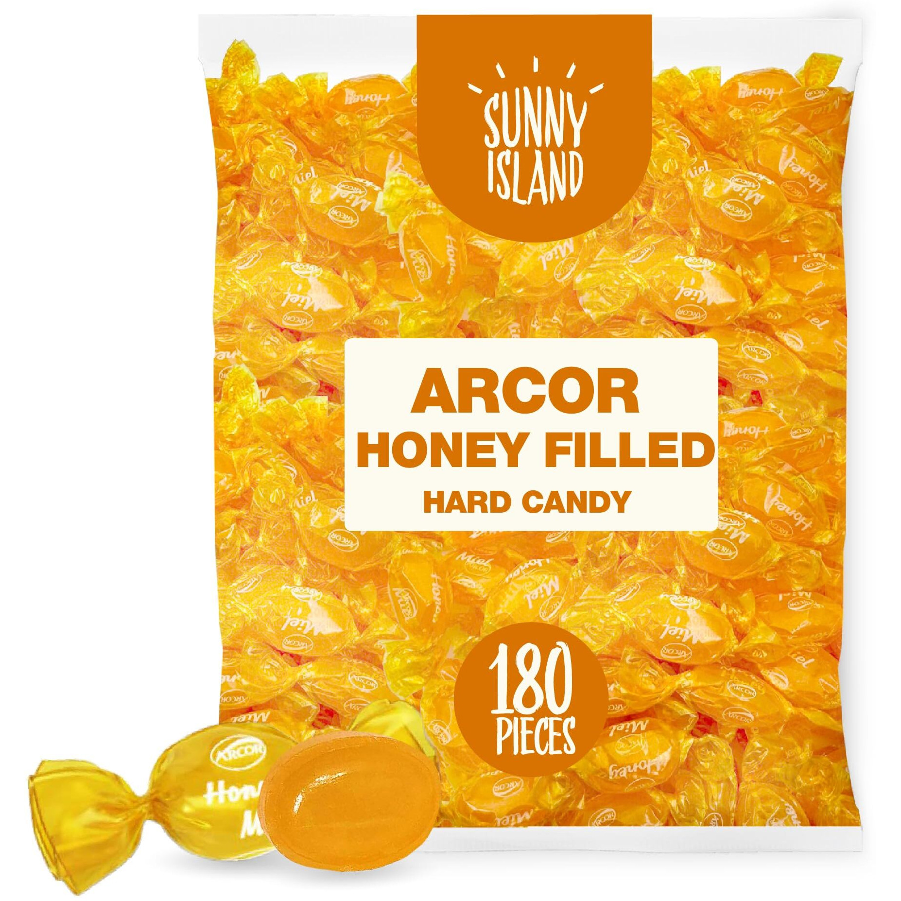 Arcor Honey Filled Hard Candy | 2-Pound Bag | About 180 Pieces | Soothing Throat Drops | Individually Wrapped