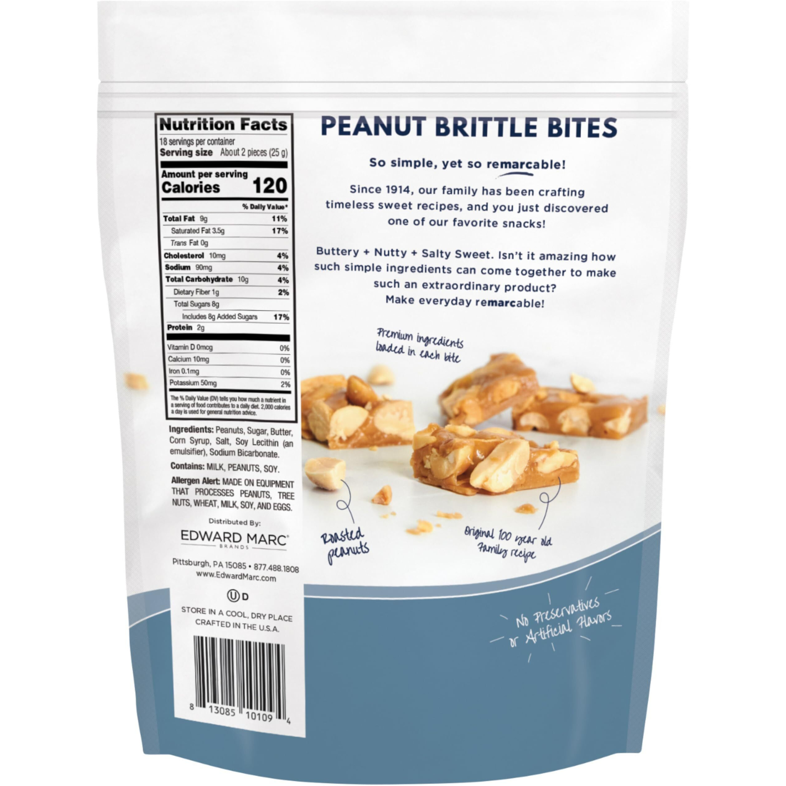 Edward Marc Chocolatier Peanut Brittle Bites, 16 Oz