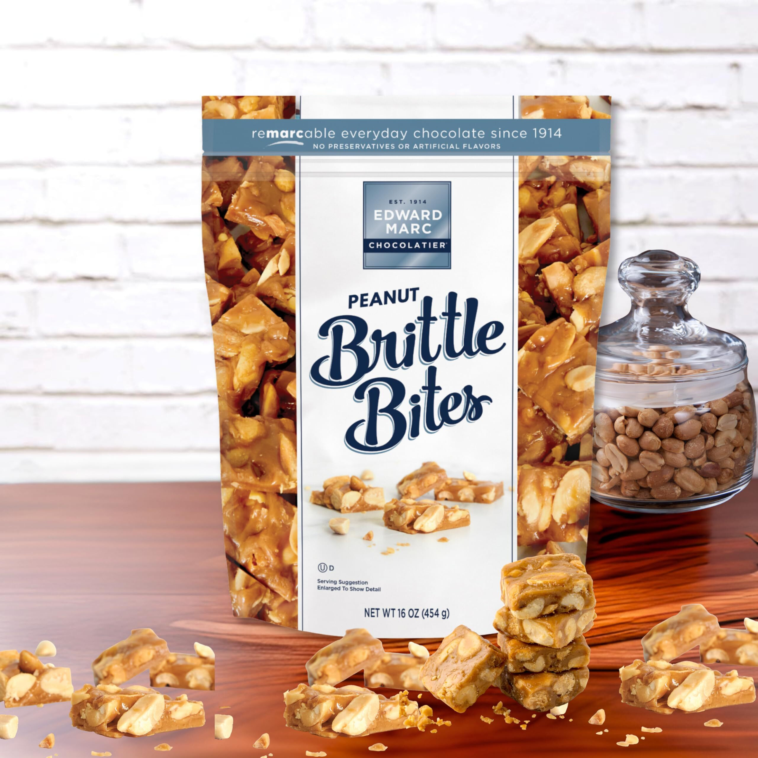 Edward Marc Chocolatier Peanut Brittle Bites, 16 Oz