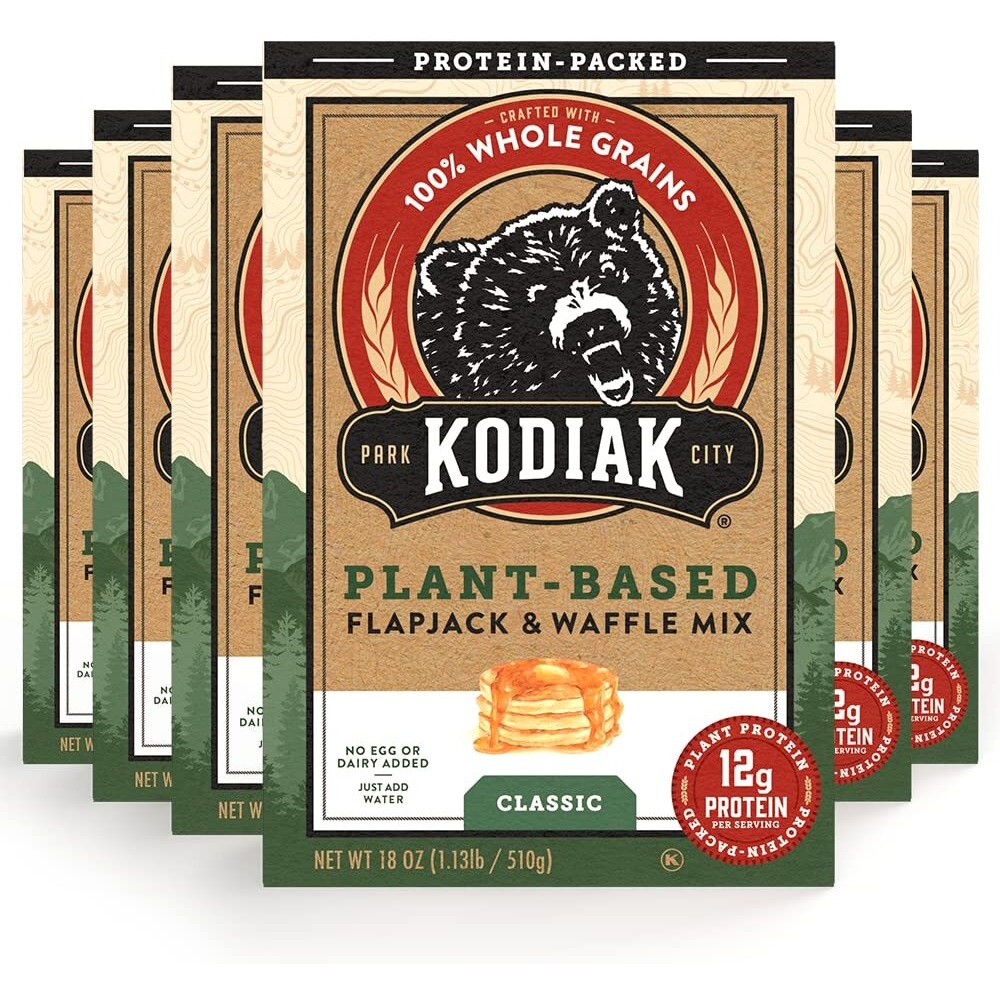Kodiak Cakes Plant-Based Classic Flapjack & Waffle Mix, 18 Oz, (Pack Of 6)