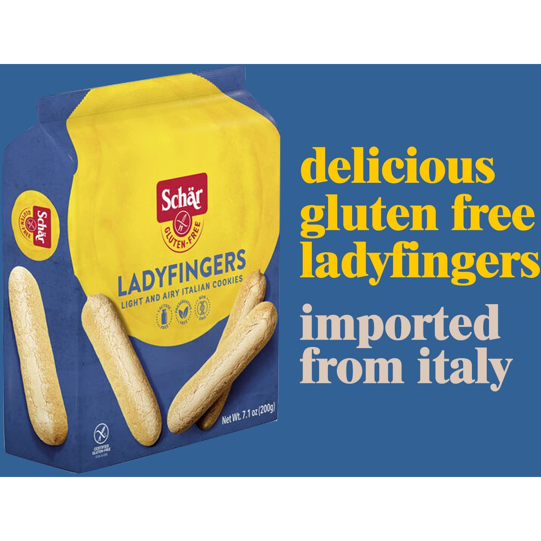 Schar - Lady Fingers - Certified Gluten Free - No Gmo's, Lactose, Wheat Or Preservatives - (7.1 Oz)