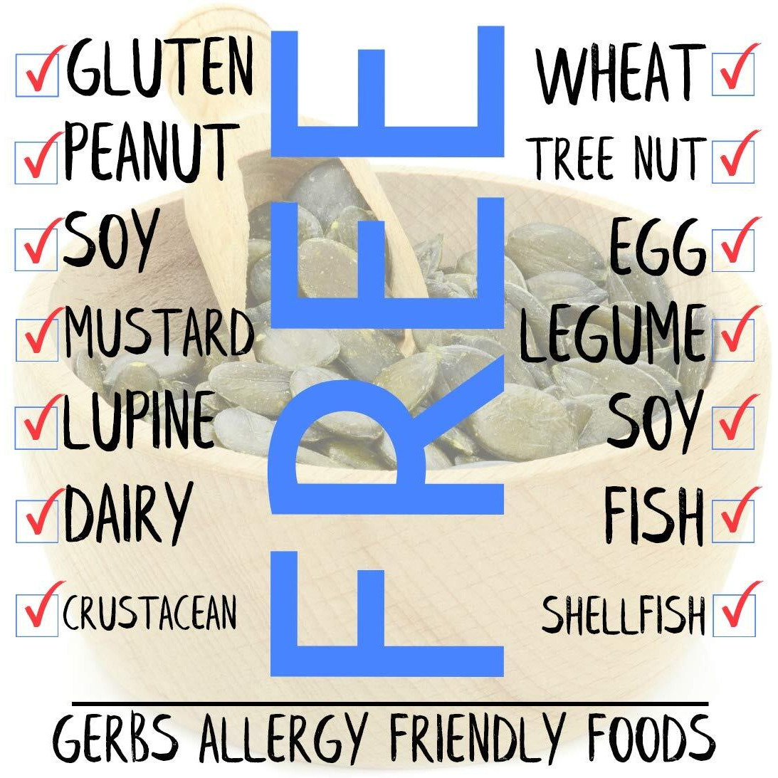 Gerbs Raw Pumpkin Seed Kernels 1 Lb | Top 14 Allergy Free Food | Protein Rich Super Snack Food | Use In Salads, Yogurt, Baking, Oatmeal, Trail Mix | Grown In Canada, Packaged In Usa | Vegan, Kosher