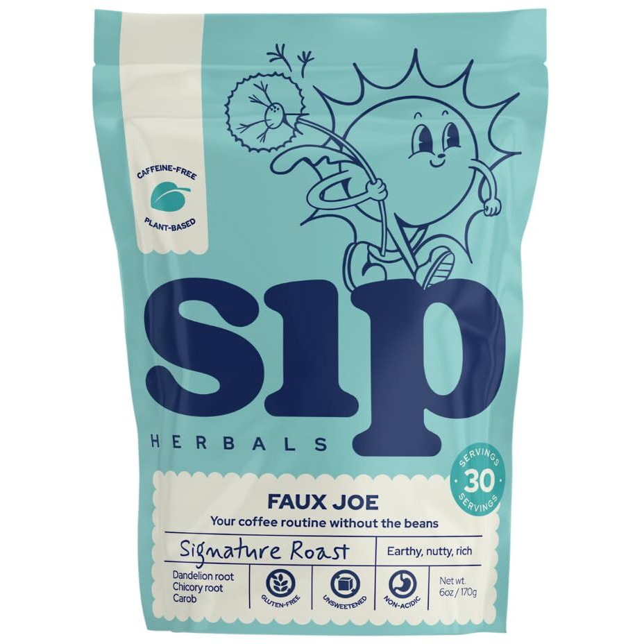 Sip Herbals Caffeine-Free, Dandelion Root Tea - Loose Leaf Coffee Alternative With Carob And Chicory - As Seen On Shark Tank - Coffee Substitute - Signature Roast (30 Servings)