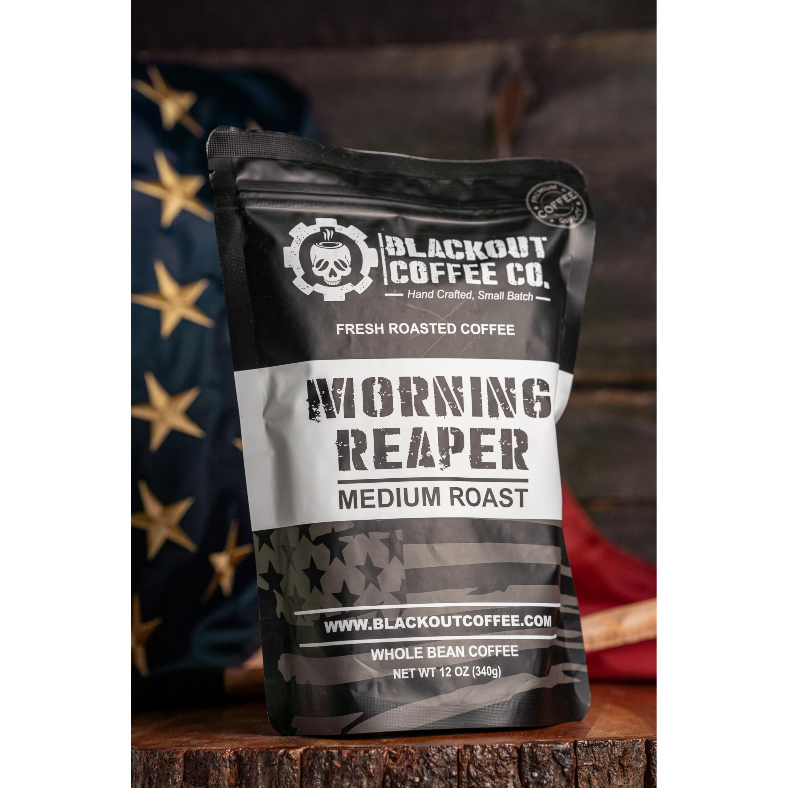 Blackout Coffee, Morning Reaper Medium Roast Coffee, Aromatic, Bold, Strong & Super Smooth Flavor, Fresh Roasted In The Usa - 12Oz Bag (Whole Bean Coffee)