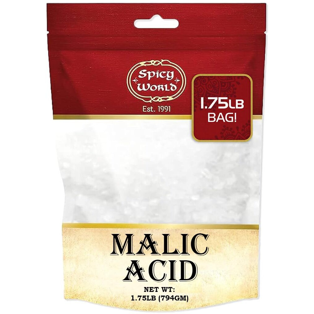Spicy World Malic Acid Powder 1.75 Lb (28Oz) - Food Grade, Crystals, Tart Flavor - 1 Pack Each