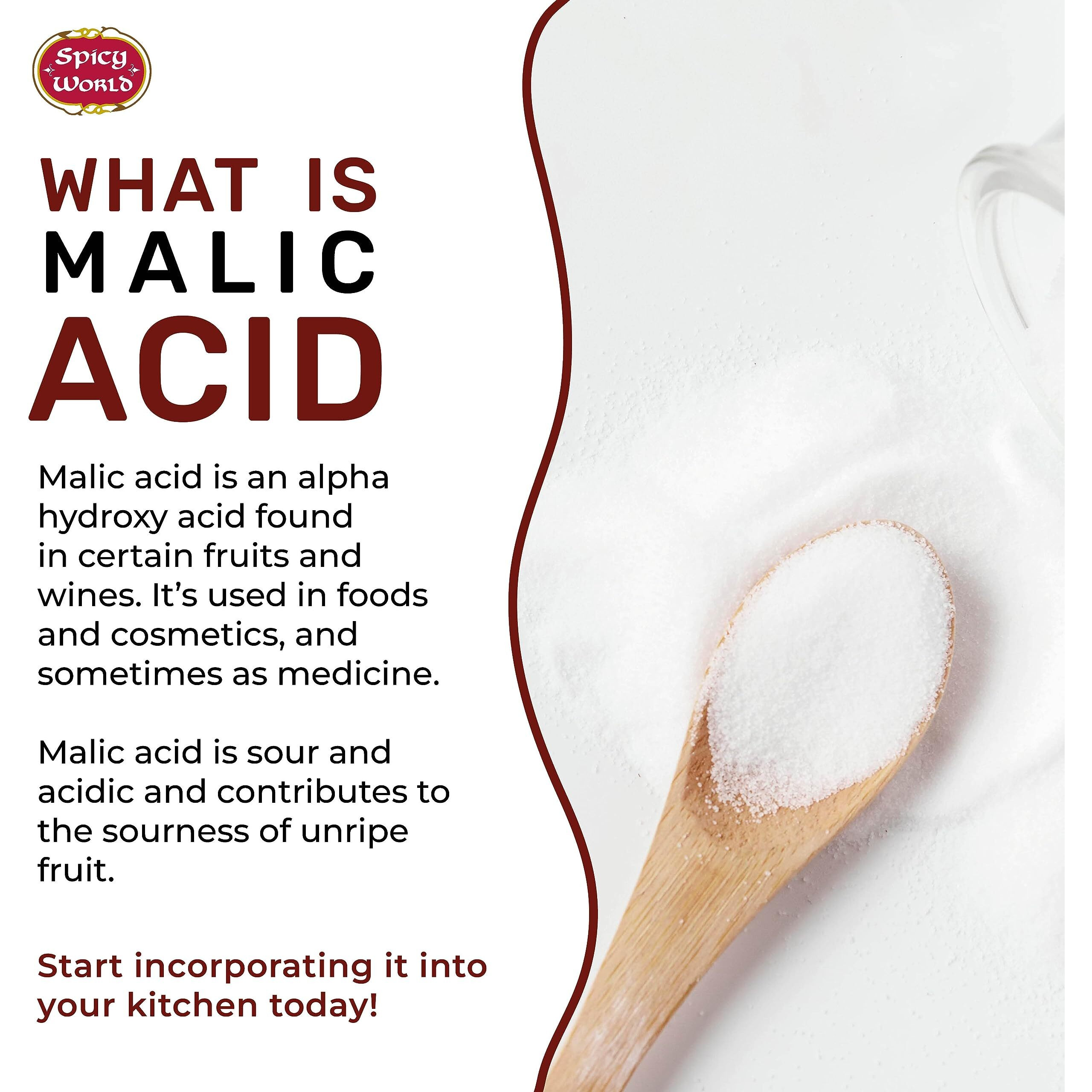 Spicy World Malic Acid Powder 1.75 Lb (28Oz) - Food Grade, Crystals, Tart Flavor - 1 Pack Each