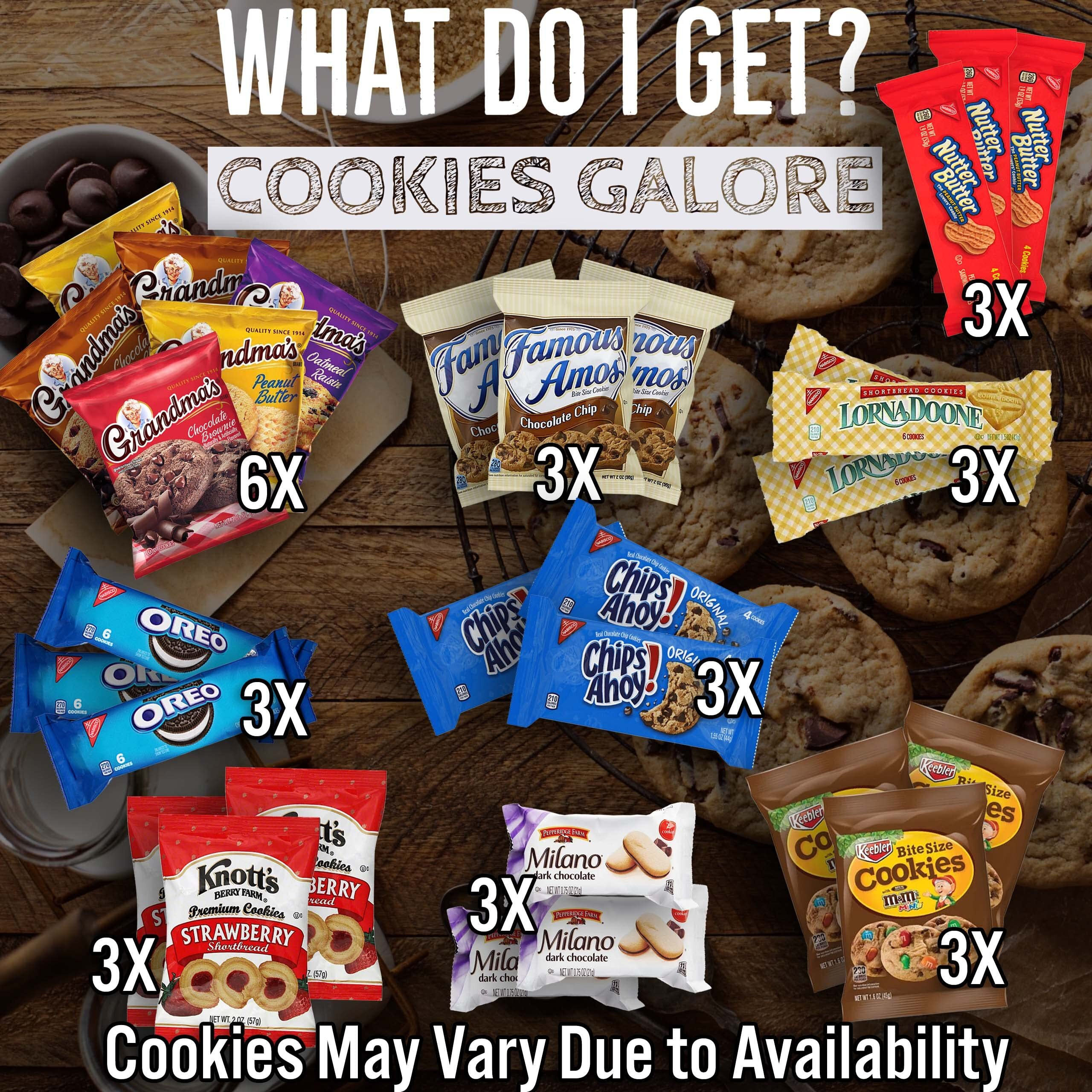 Cookies Variety Pack - 30 Assorted Cookies & Snacks Variety Pack For Adults & Kids - College Care Package - Cookies Lovers Gift - Snack Box Variety Pack Cookie Assortment Gift Basket By Stuff Your