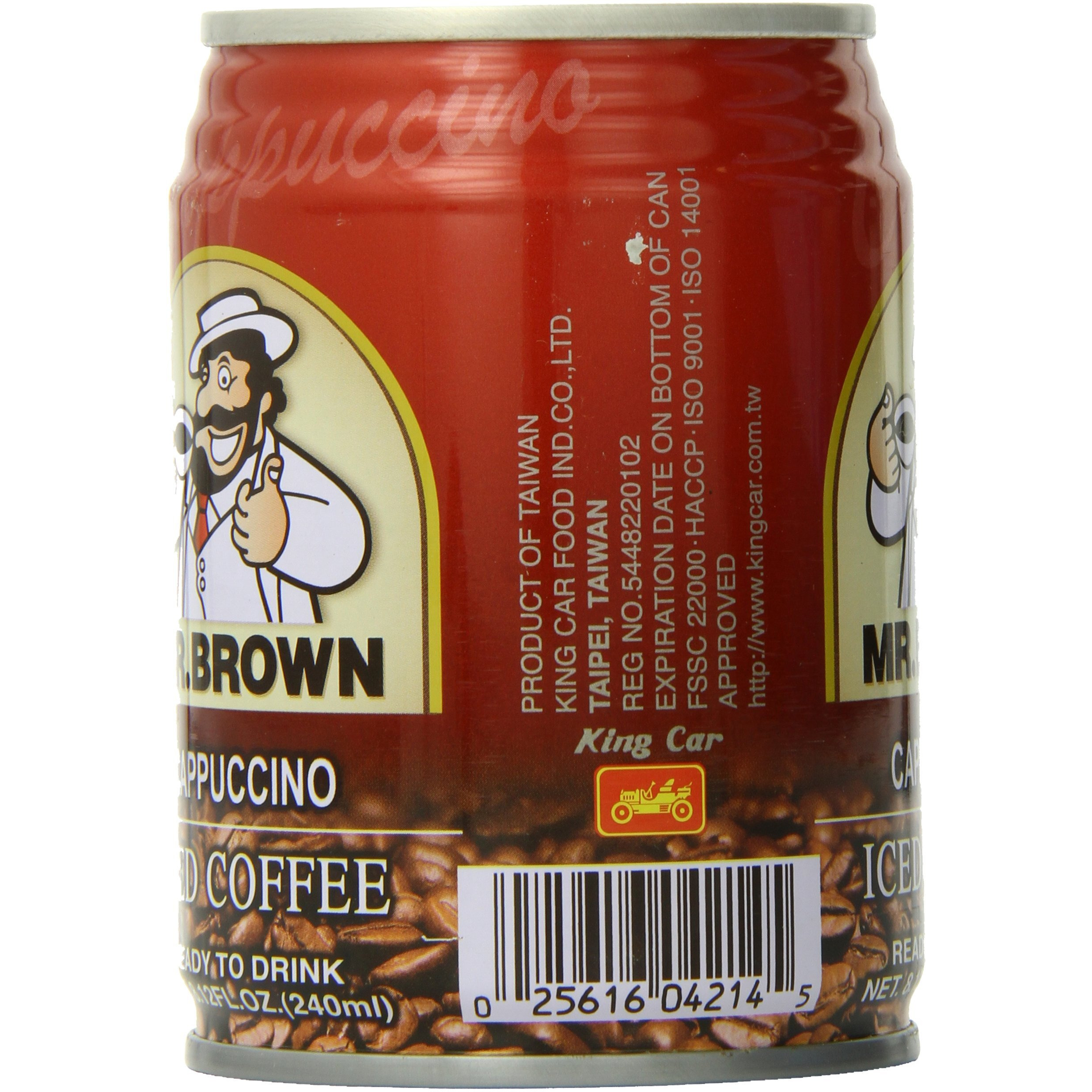Mr. Brown Iced Coffee, Cappuccino, 8.12 Fl Oz (Pack Of 24)