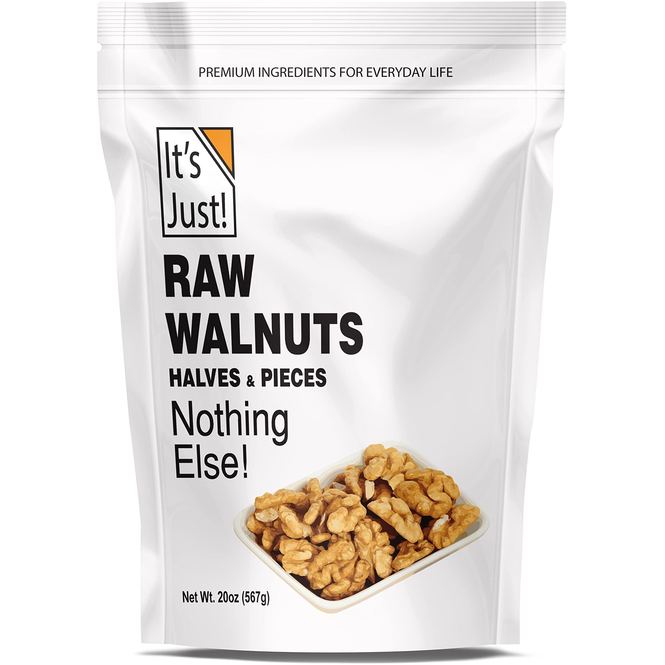 It's Just - Raw Walnuts, Premium Quality, California Grown, Made In Usa, 20Oz (1.25Lb), Unsalted, Halves & Pieces