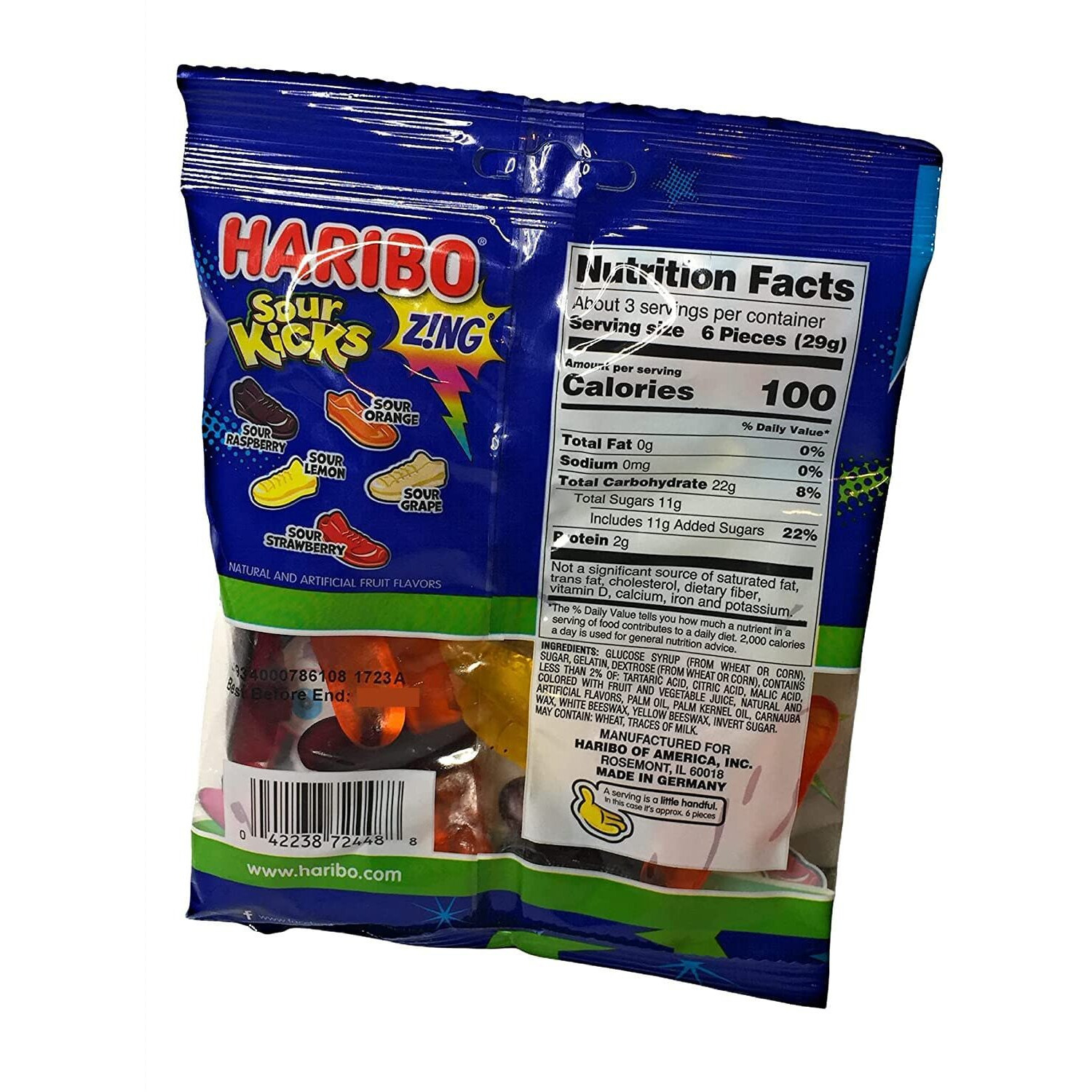 Haribo Of America Haribo Zing Sour Kicks Gummies, 3.6 Oz Bags, 4 Bags Total (Shoe Shaped Gummy Candy), Multi, 3.6 Ounce (Pack Of 4)
