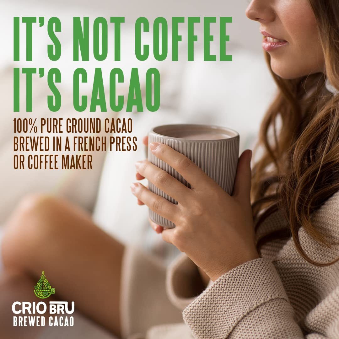 Crio Bru Welcome Starter Kit (2 10Oz Bags + French Press) | Natural Healthy Brewed Cacao Drink | Great Substitute To Herbal Tea And Coffee | 99% Caffeine Free | Keto Honest Energy Brew And Enjoy Hot Or Iced