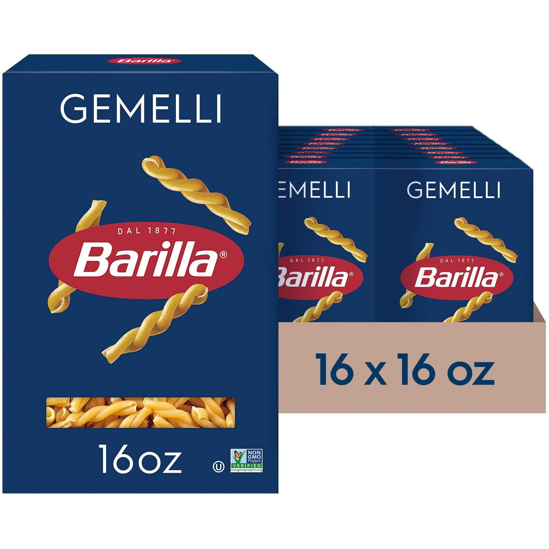Barilla Gemelli Pasta, 16 Oz. Box (Pack Of 16) - Non-Gmo Pasta Made With Durum Wheat Semolina - Kosher Certified Pasta