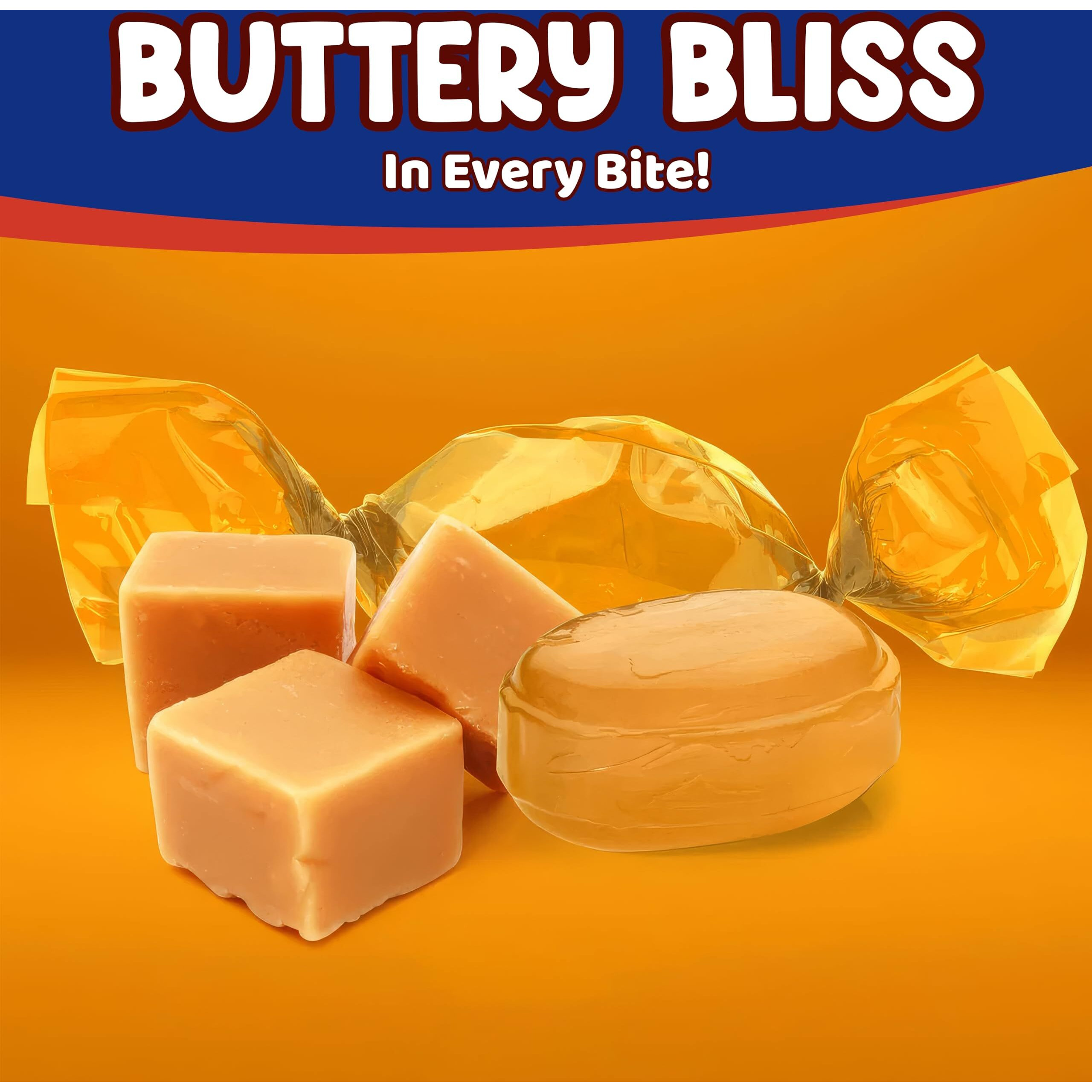 Butterscotch Hard Candy - 3 Pounds Approx 225 Pieces Of Creamy Butterscotch Drops - Bulk Candy For Holiday Season, Holiday Candy Individually Wrapped Christmas Candy, Perfect For Sharing And Gifting - Hard Candy Butterscotch