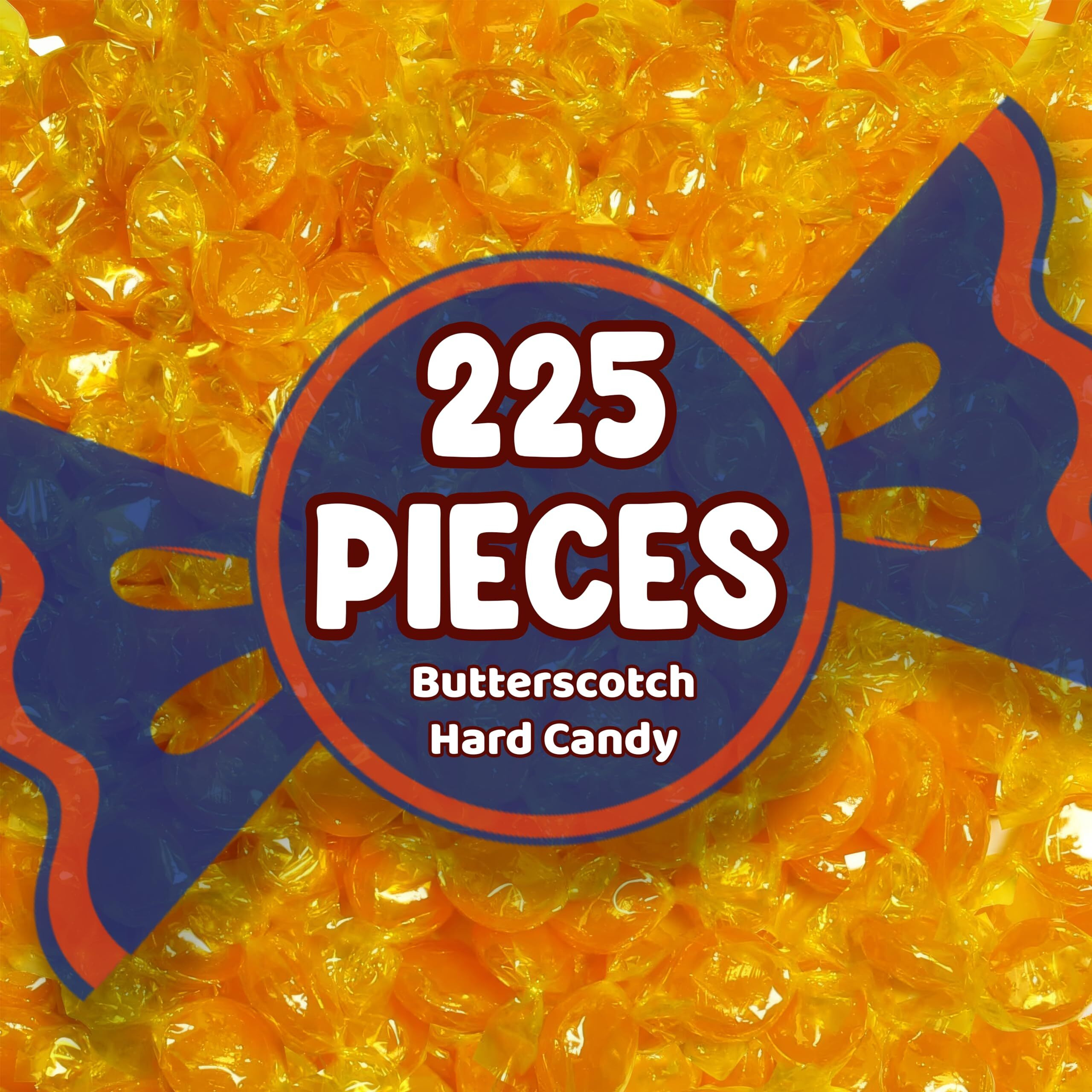 Butterscotch Hard Candy - 3 Pounds Approx 225 Pieces Of Creamy Butterscotch Drops - Bulk Candy For Holiday Season, Holiday Candy Individually Wrapped Christmas Candy, Perfect For Sharing And Gifting - Hard Candy Butterscotch