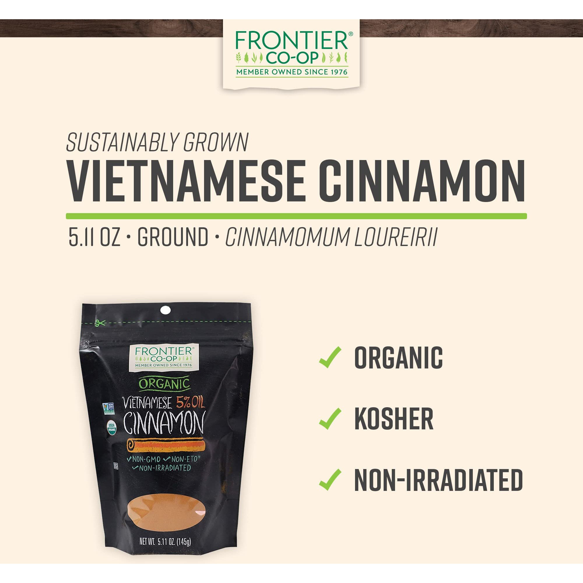 Frontier Co-Op Organic Ground Vietnamese Cinnamon 5.11Oz