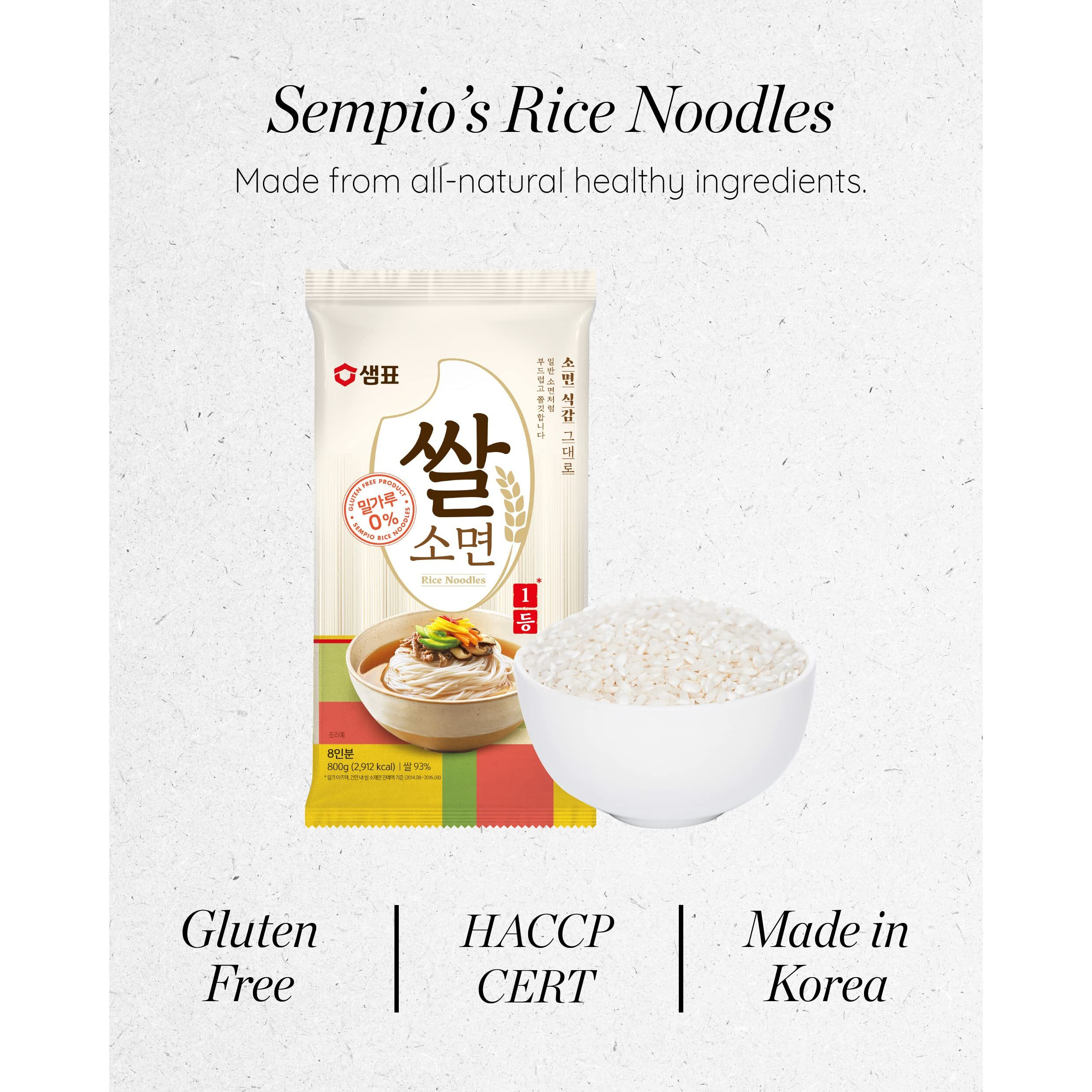 Sempio Rice Noodles (28.2Oz) - Korean Style Somen, Somyeon. Gluten-Free, Soft-Texture