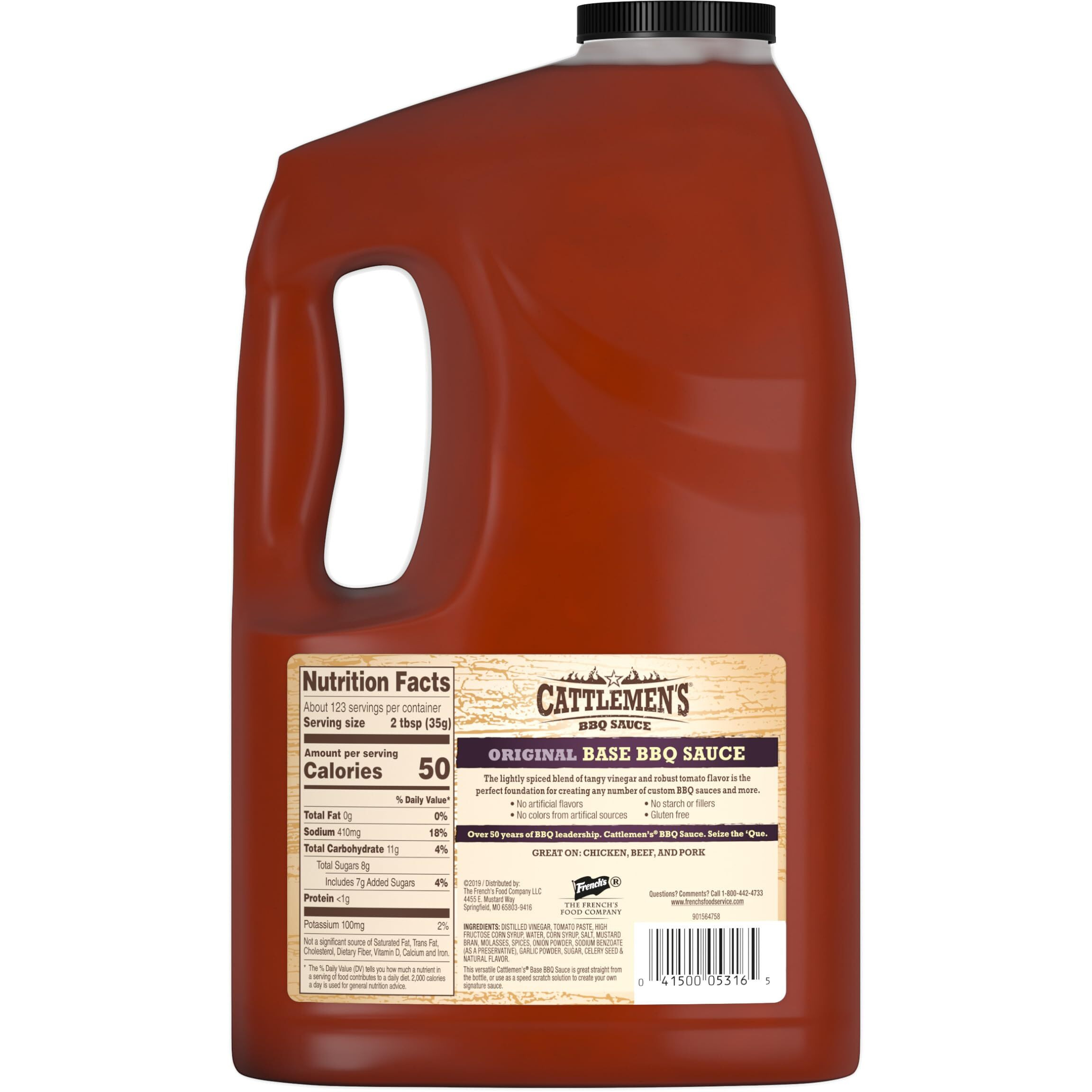 Cattlemen's Original Base Bbq Sauce, 1 Gal - One Gallon Container Customizable Barbecue Sauce Base For Chefs, Ideal For Ribs, Briskets, Sauces For Salads, Seafood And More