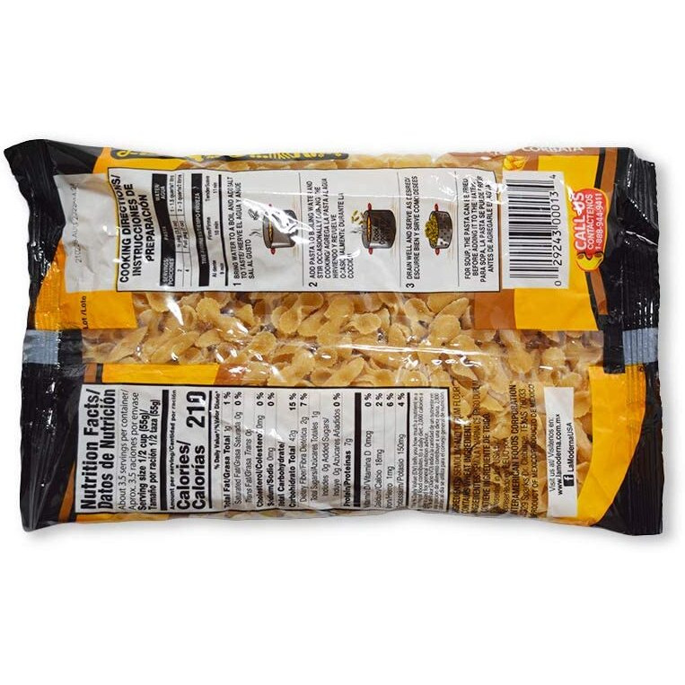 La Moderna Bow Tie Pasta, Noodles, Durum Wheat, Protein, Fiber, Vitamins, 7 Oz, Pack Of 20