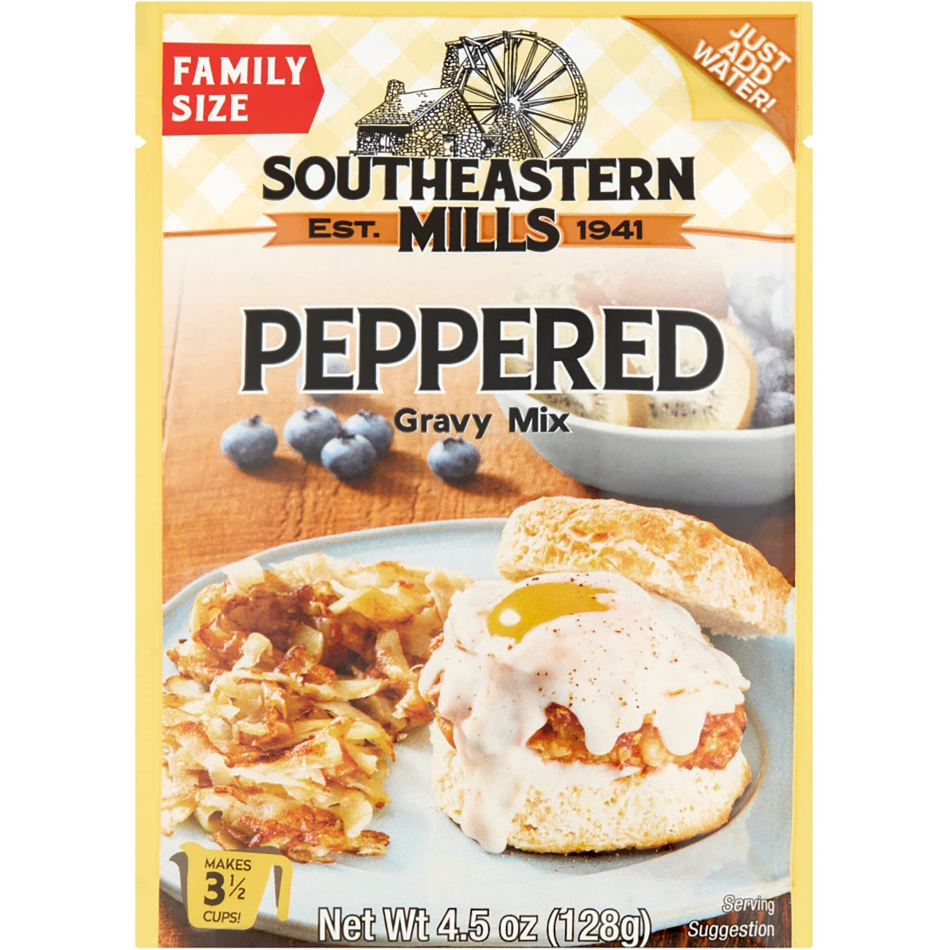 Southeastern Mills Gravy Mix Packet, Peppered Gravy Mix, Makes 3  Cups Of Gravy, Just Add Water, Family Size Packet, 4.5-Ounce Packet (Pack Of 24 Packets)