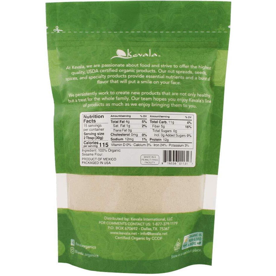 Kevala Organic Sesame Flour - Gluten Free Flour - Sesame Seeds - Organic Flour - Sesame Seeds Organic - Organic Gluten Free Flour - Vegan - 16 Oz - 1 Lb