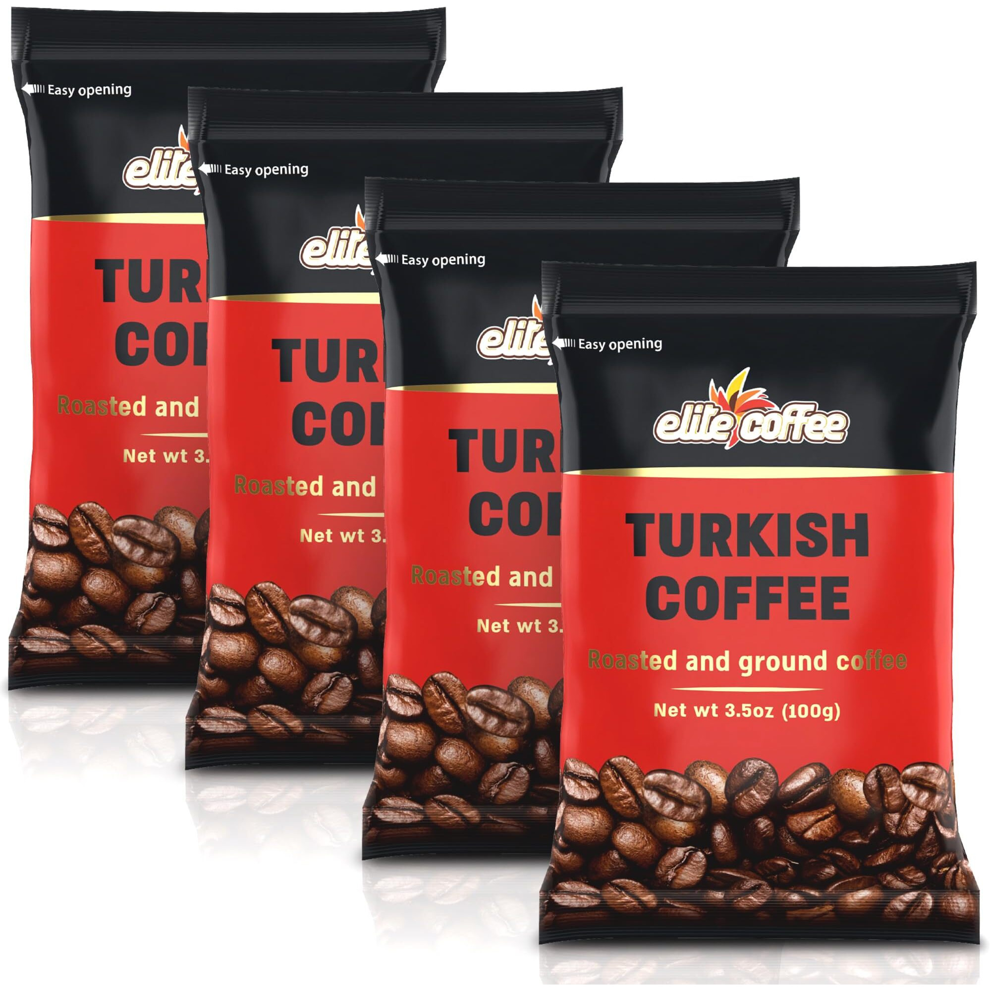 Elite Roasted & Ground Turkish Coffee 3.5Oz Bag (4 Pack)