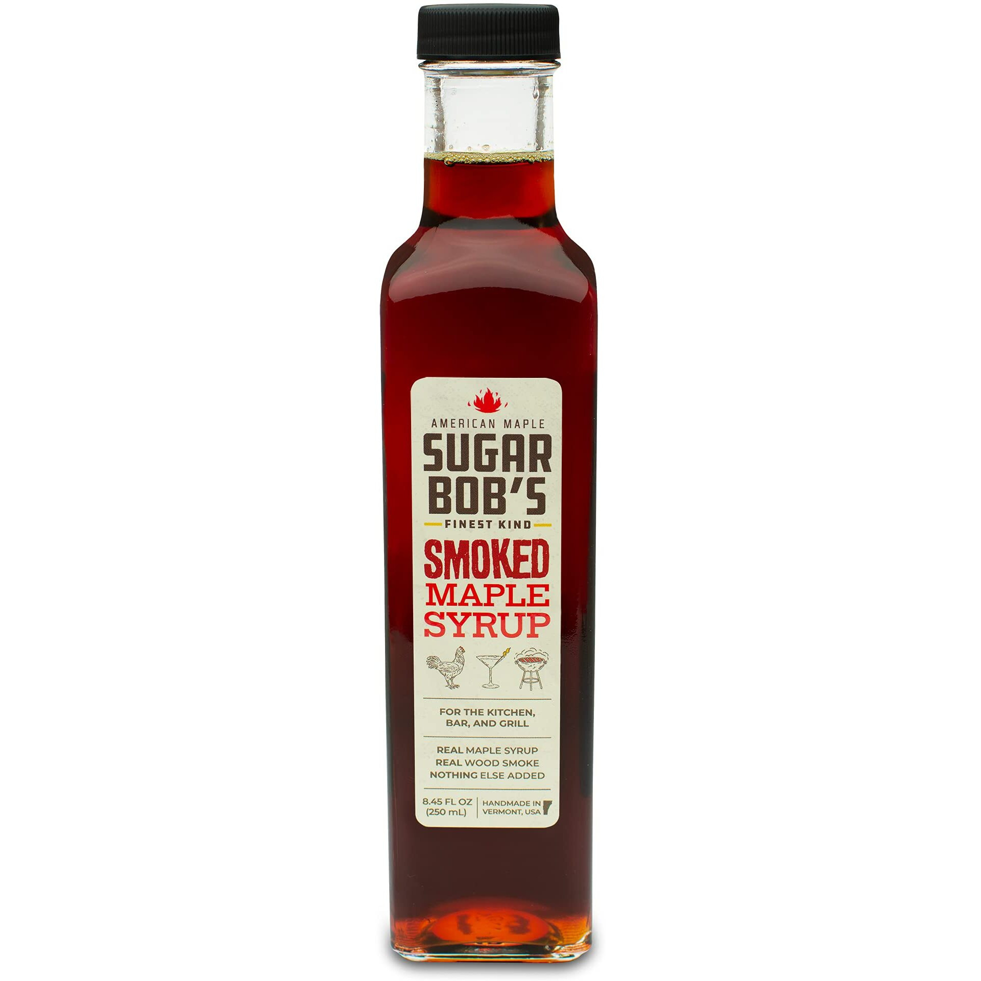 Sugar Bobs Finest Kind - Smoked Maple Syrup, Real Maple Syrup Infused With Wood Smoke, Made In Vermont, For The Bar, Kitchen, And Grill, 8.45 Fl Oz