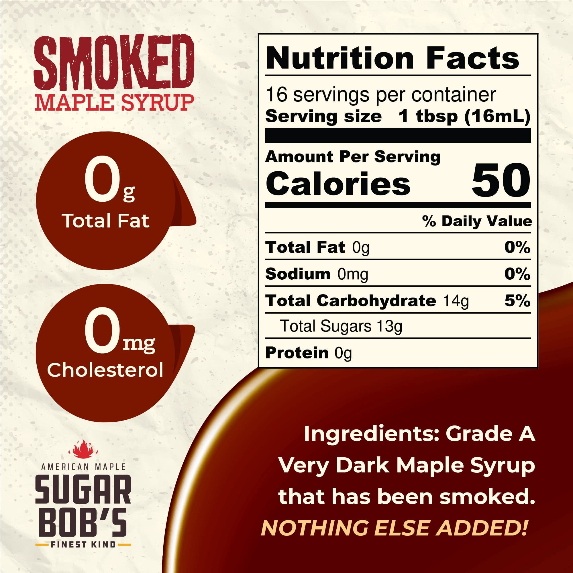 Sugar Bobs Finest Kind - Smoked Maple Syrup, Real Maple Syrup Infused With Wood Smoke, Made In Vermont, For The Bar, Kitchen, And Grill, 8.45 Fl Oz