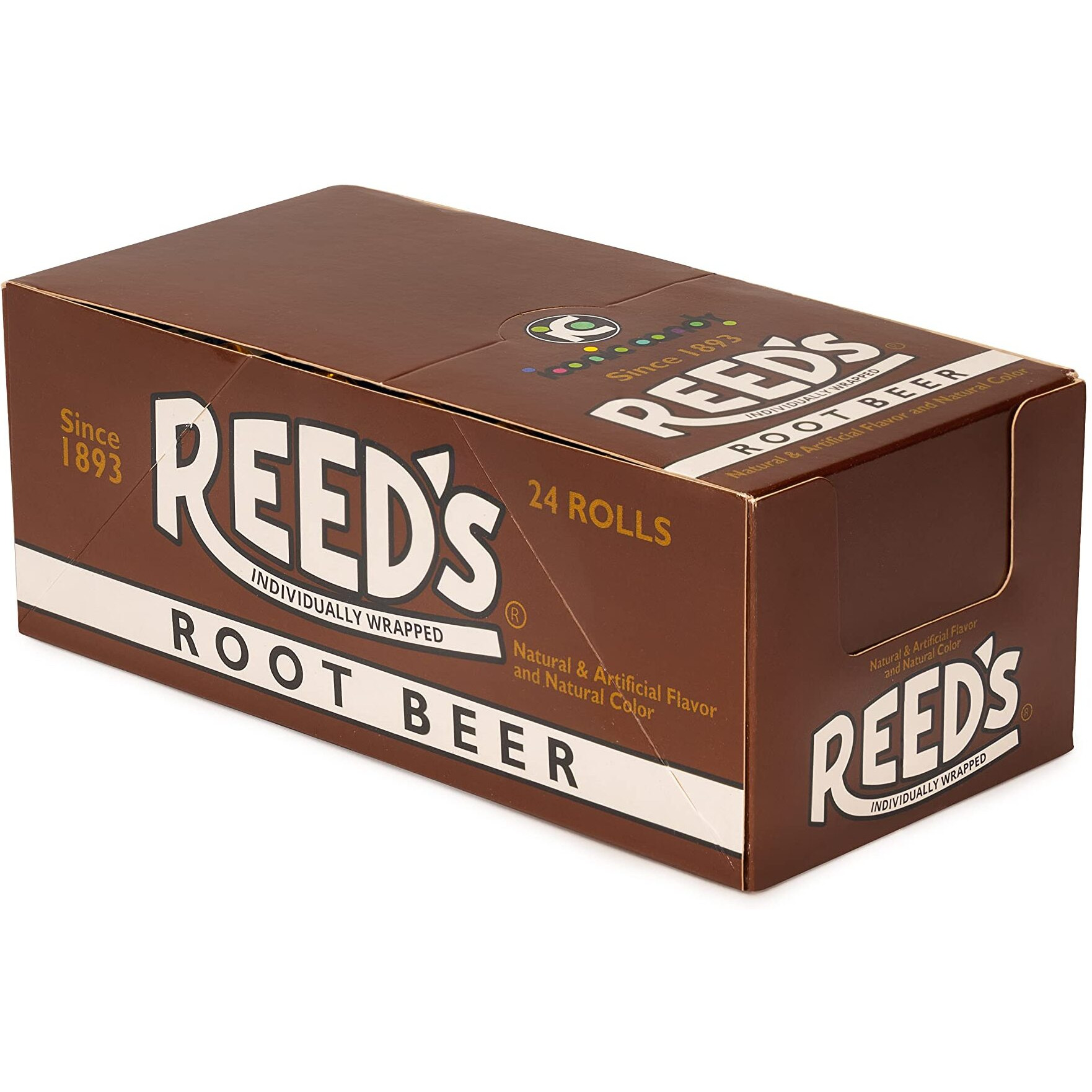 Reeds Root Beer Candy Rolls | Traditional Root Beer Hard Candy | Creamy Root Beer Flavored Old-Fashioned Reeds Candy Brought To You By Iconic Candy | 24 Count