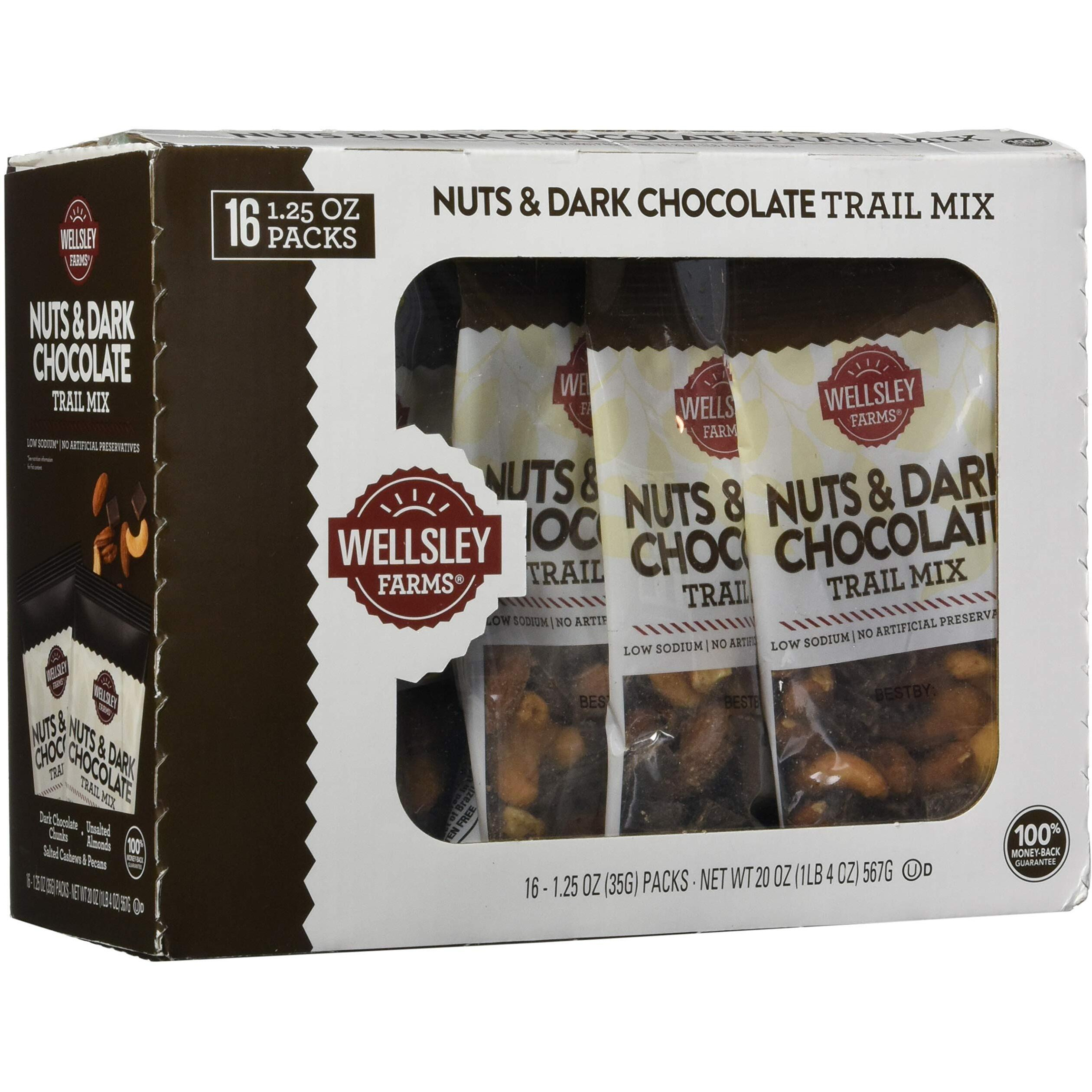 Wellsley Farms Nut & Dark Chocolate Trail Mix 16Count 1.25 Oz Net Wt 20 Oz