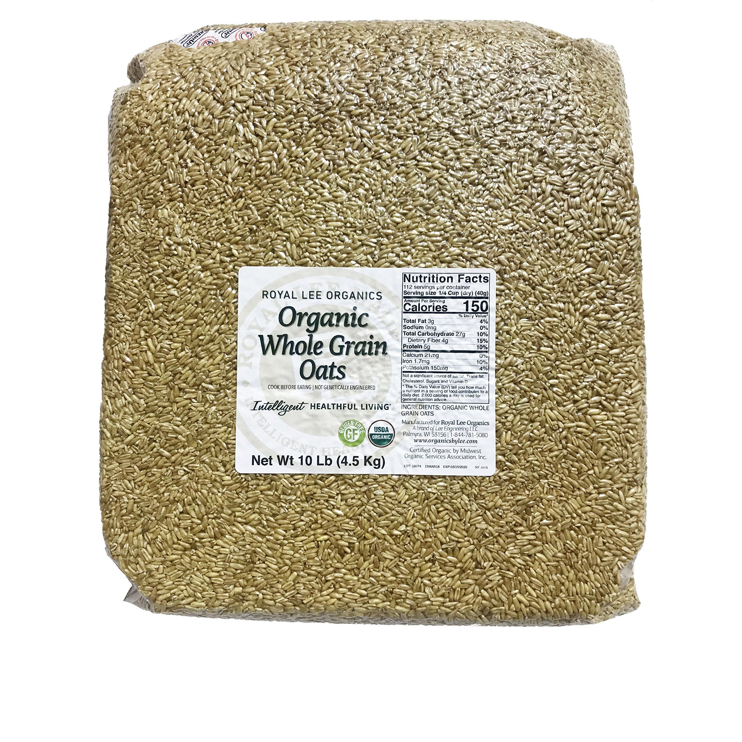 Royal Lee Organics Organic Gluten Free Grain Oat Groats 10 Lb Bag