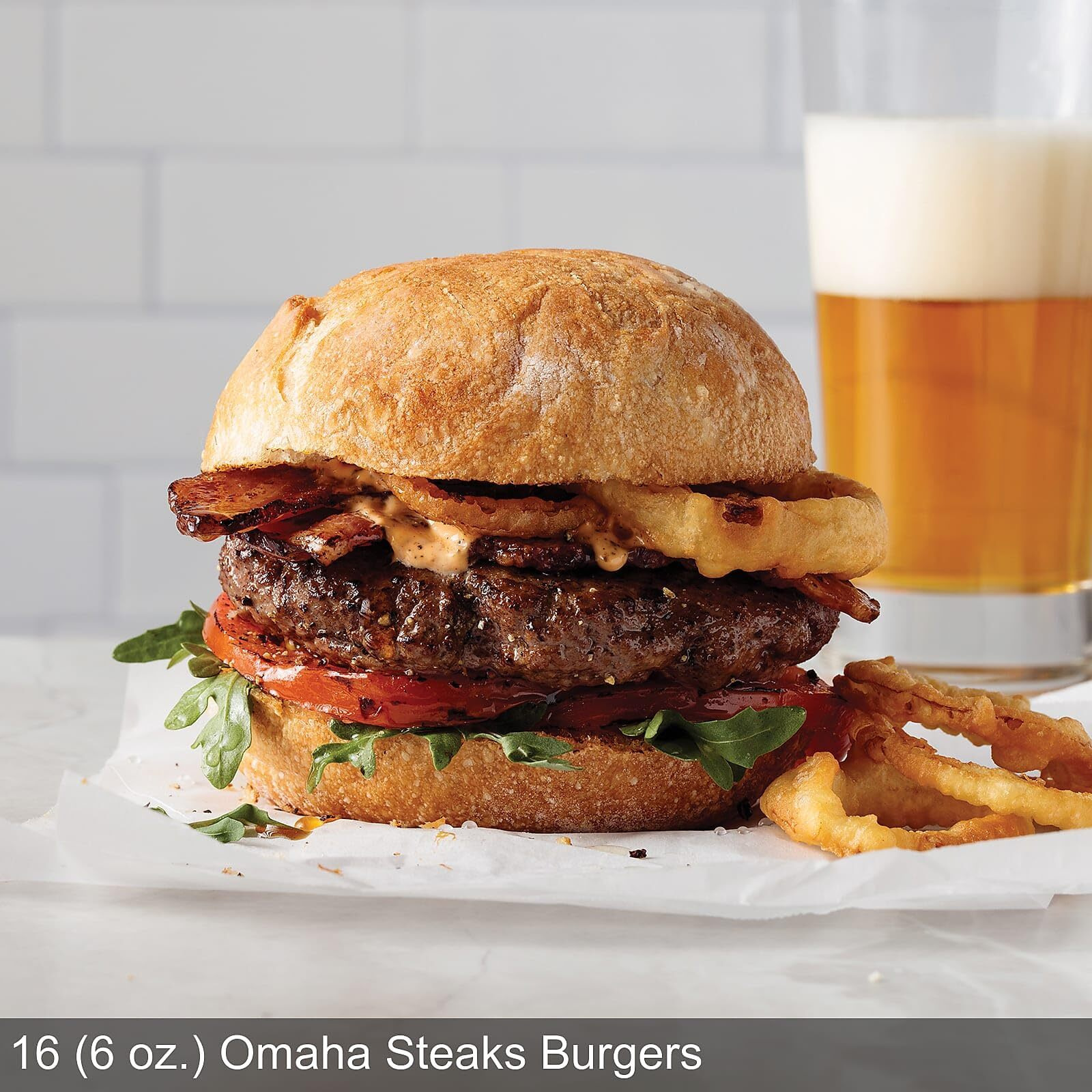Omaha Steaks Burgers And Franks Flight (16 Steak Burgers, 16 Gourmet Jumbo Franks, 1 Jar Seasoning)