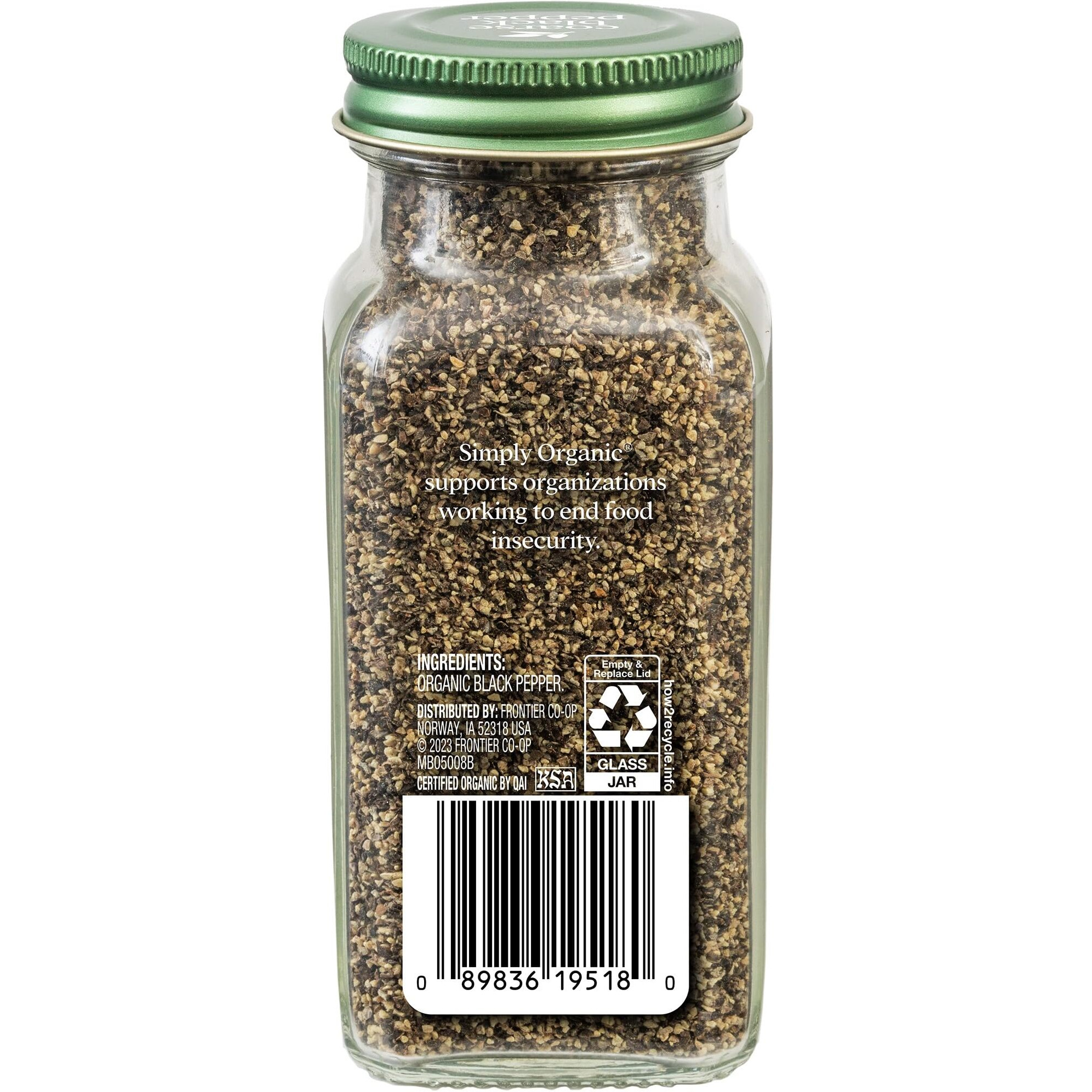 Simply Organic Black Pepper, Coarse Grind, Certified Organic, Vegan | 2.47 Oz | Piper Nigrum L.