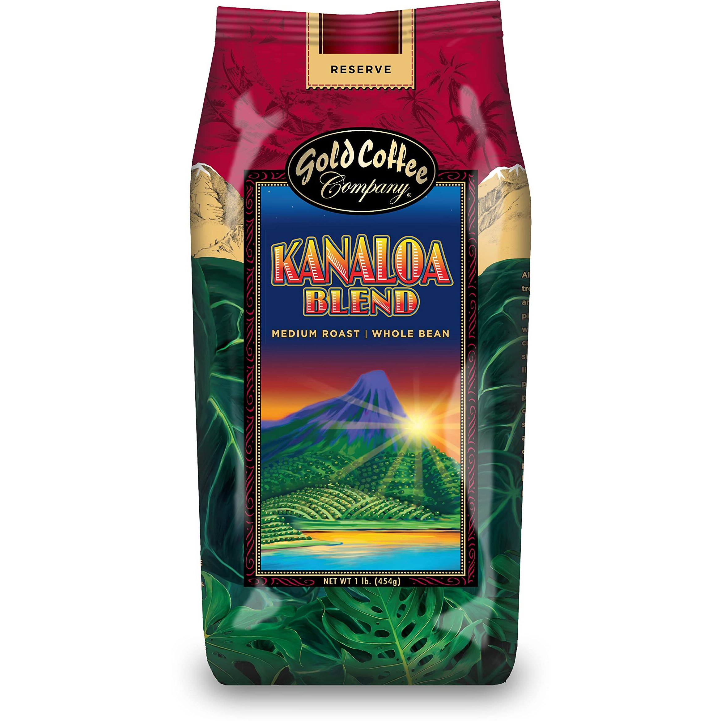 Gold Coffee Kanaloa Blend 1Lb Medium Roast Whole Bean Coffee