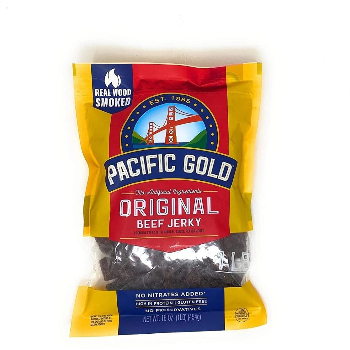 Pacific Gold Original Beef Jerky 1 Pound Bag, 16 Count