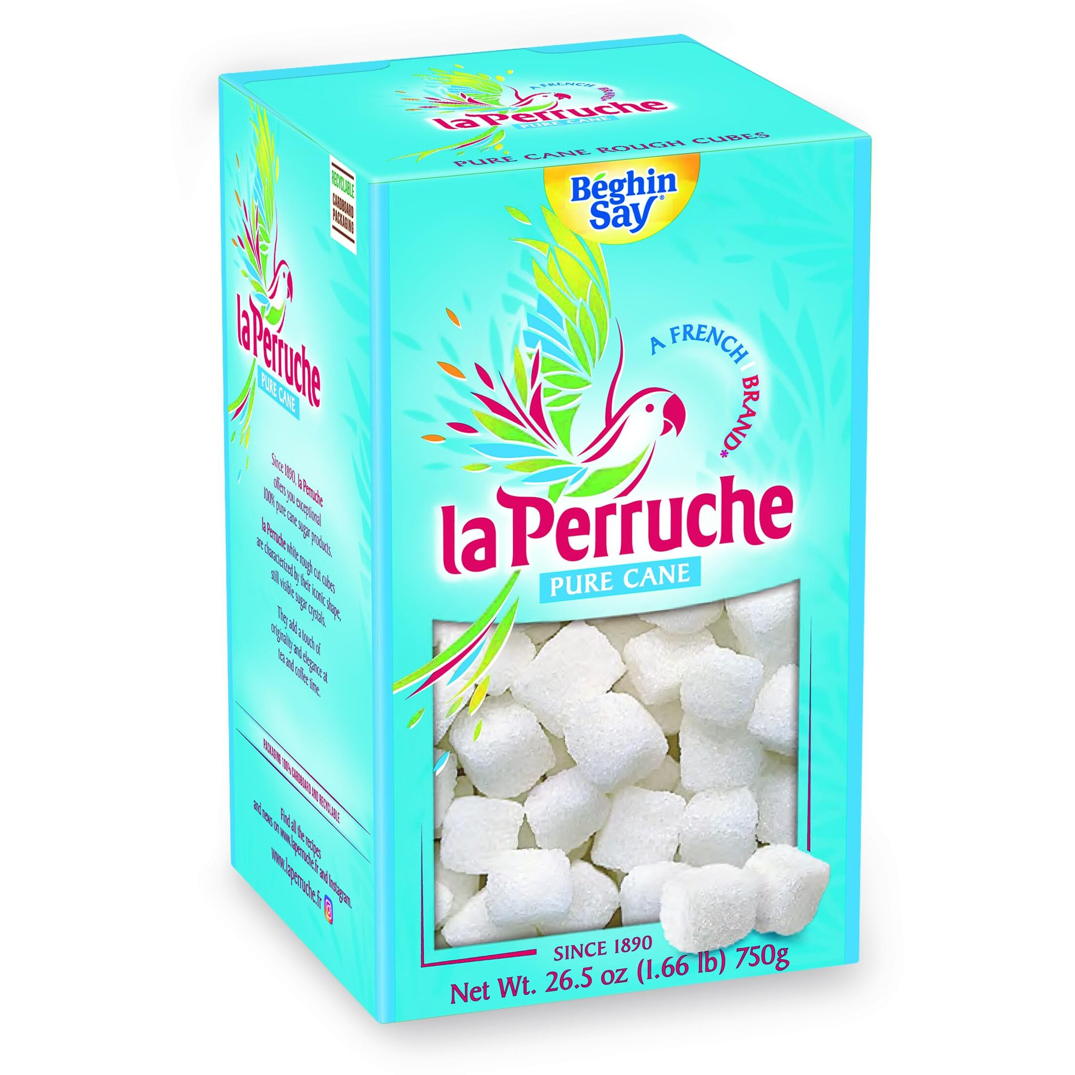 La Perruche Pure Cane White Sugar Cubes (750G/1.65Lb Box) | Ideal Sugar Cubes For Teas | Pack Of 1