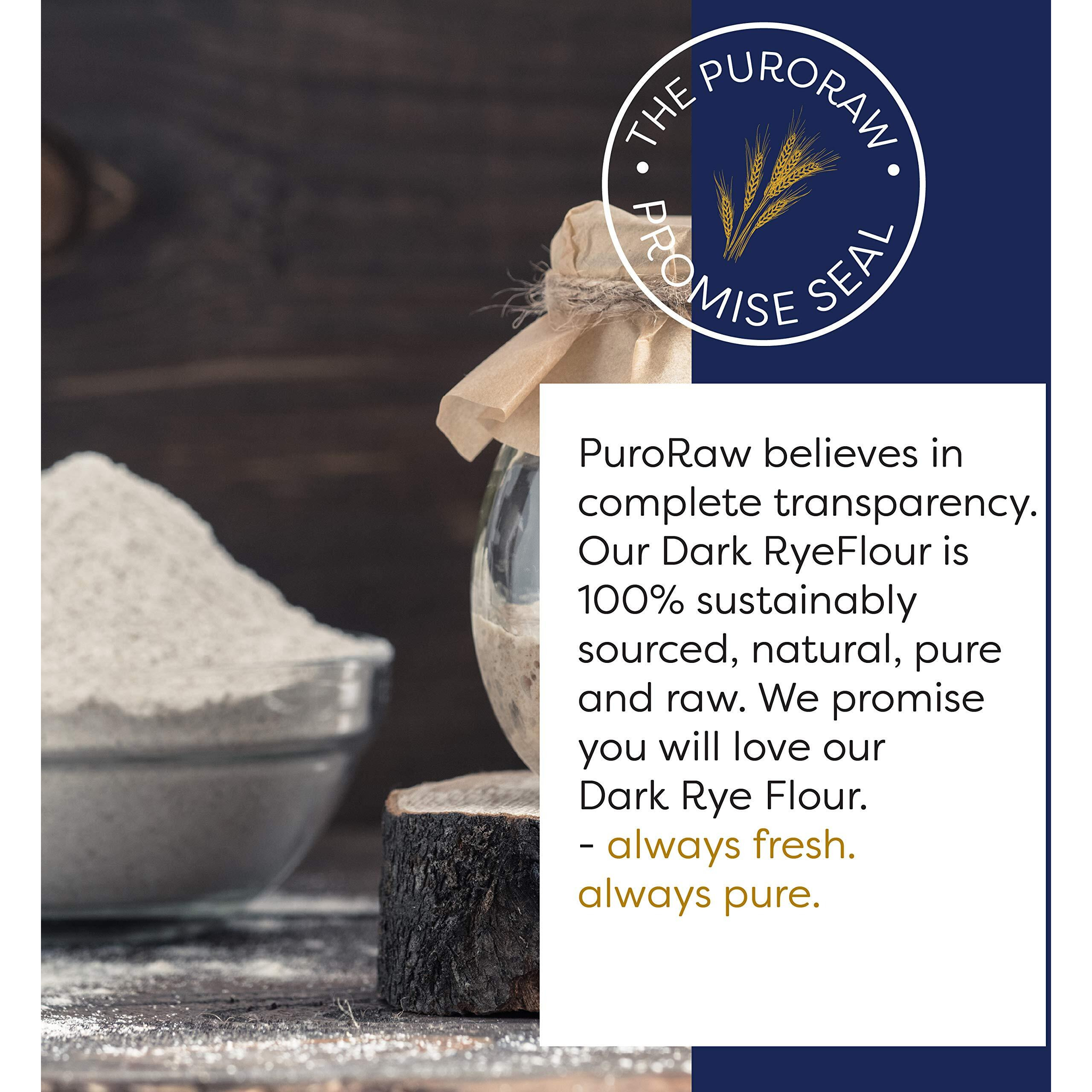 Dark Rye Flour, 2Lbs, Dark Rye Flour For Bread Machine, Pumpernickel Flour, Whole Rye Flour For Baking, Rye Bread Flour, Pumpernickel Meal, Non-Gmo, Batch Tested, Product Of Canada, By Puroraw.