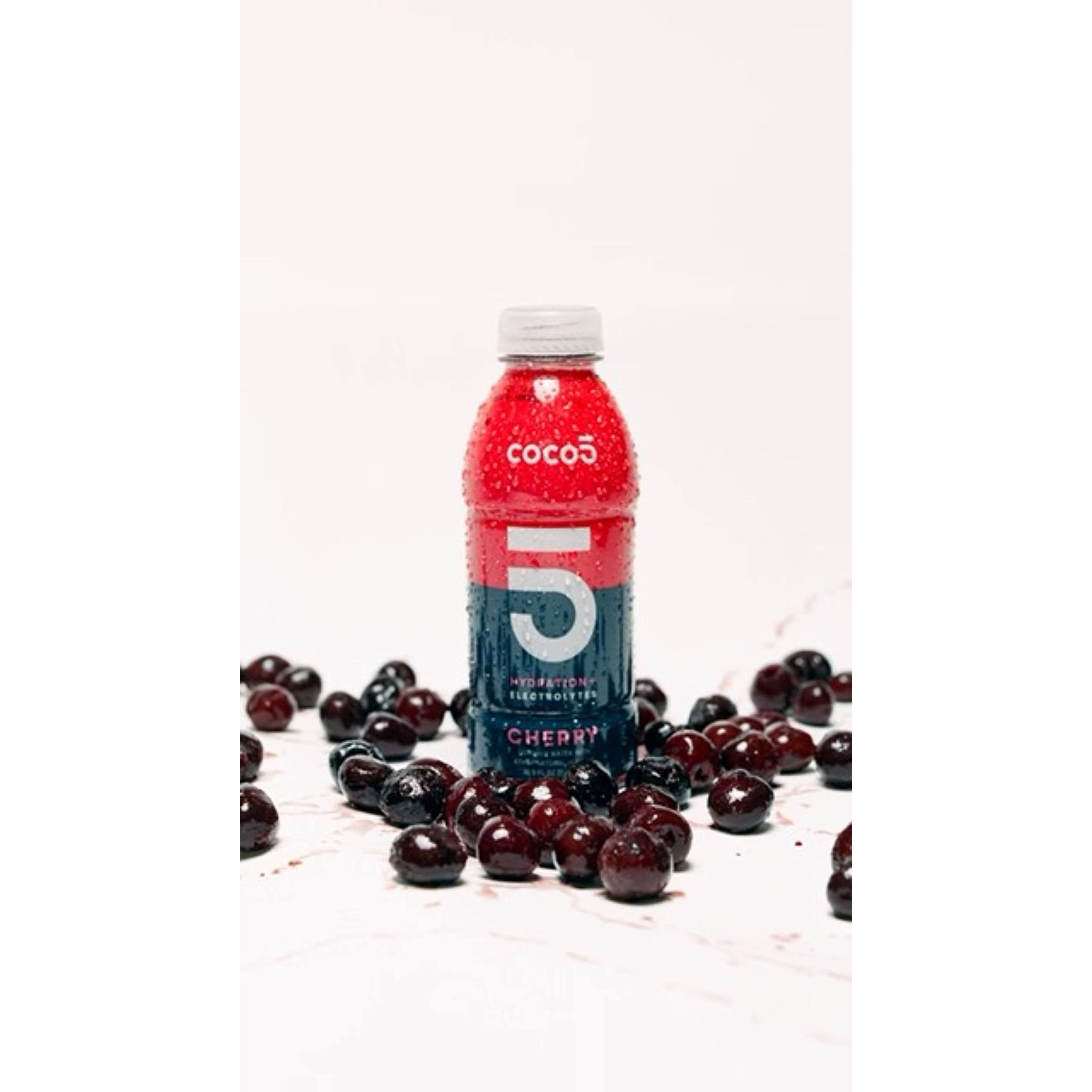 Coco5 Clean Sports Hydration Cherry Flavor | 100% Natural | 50% Less Sugar | Nothing Artificial | Non-Gmo | Gluten Free | Developed By Pro Trainers For Pro Athletes | 16.9 Oz (Pack - 12)
