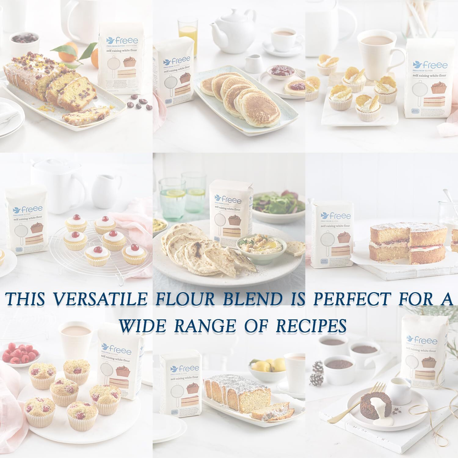 Freee Gluten Free Self Raising White Flour | All Purpose Flour | For Cakes, Muffins & Pancakes Baking | Imported From Uk | Baking Foods | 35.27 Oz (1Kg)