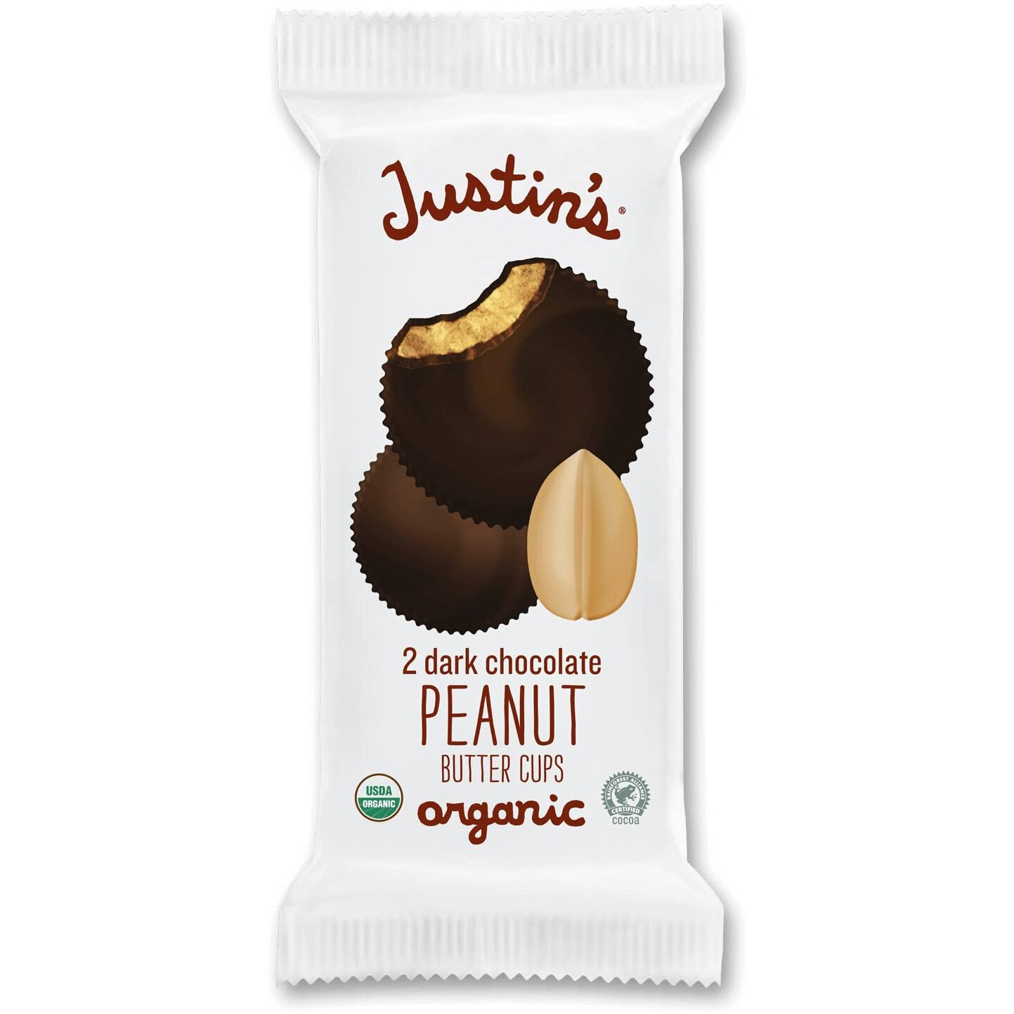 Justins, Peanut Butter Cups Dark Chocolate Box Organic, 1.4 Ounce, 12 Count