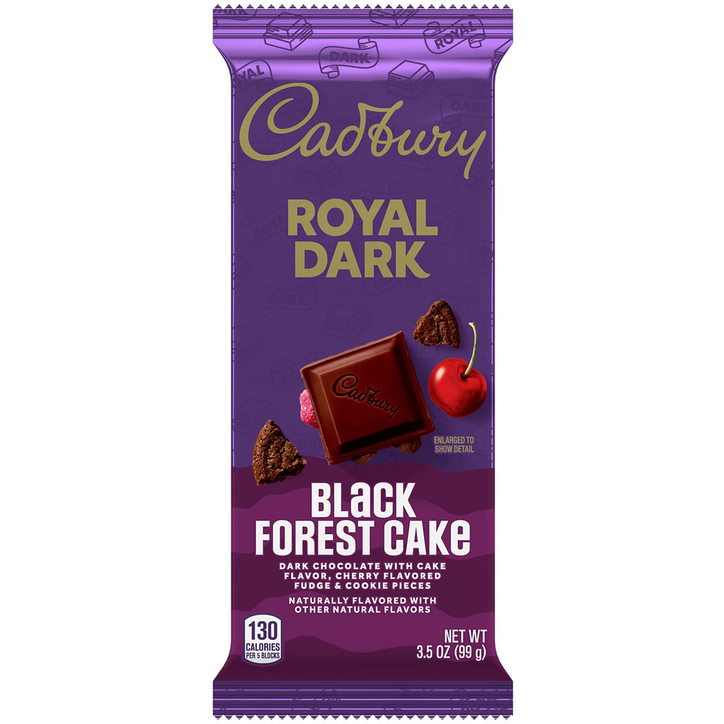 Cadbury Royal Dark Black Forest Cake Dark Chocolate Candy Bars, 3.5 Oz (14 Count)