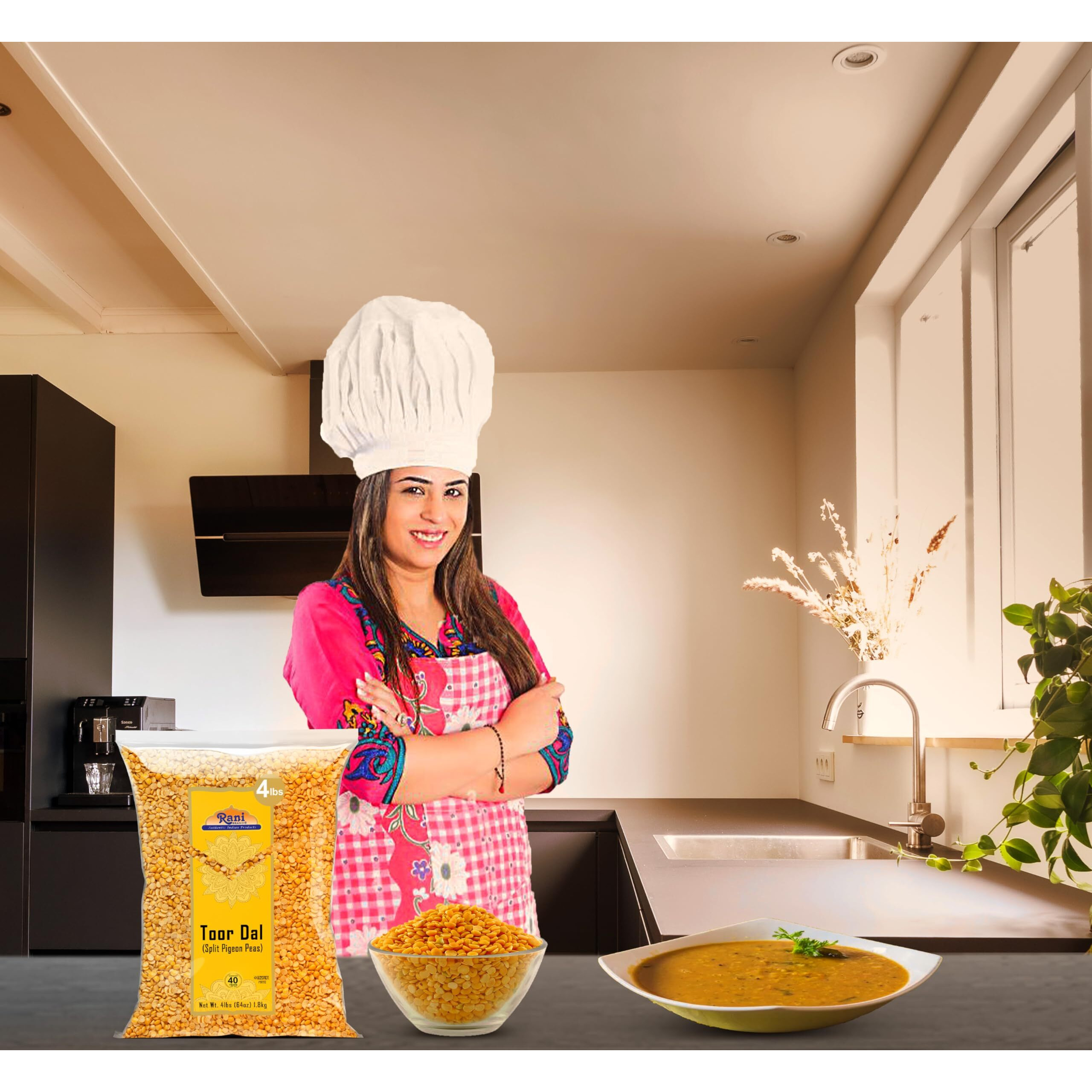 Rani Toor Dal (Split Pigeon Peas) 64Oz (4Lbs) 1.81Kg Bulk ~ All Natural | Gluten Friendly | Non-Gmo | Vegan | Indian Origin