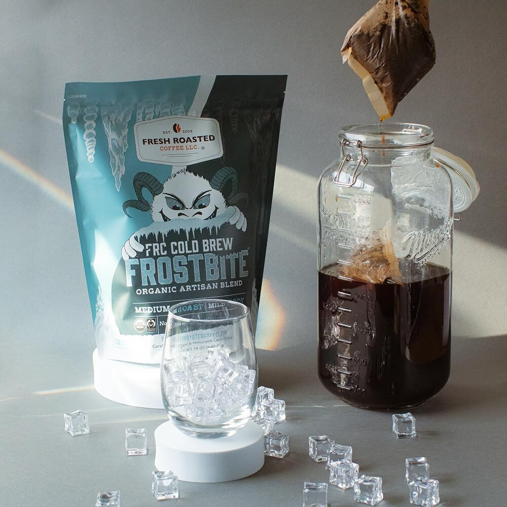 Fresh Roasted Coffee, Organic Frostbite Cold Brew Coffee In Filter Packs, Medium Roast, 12 Count, 24 Oz