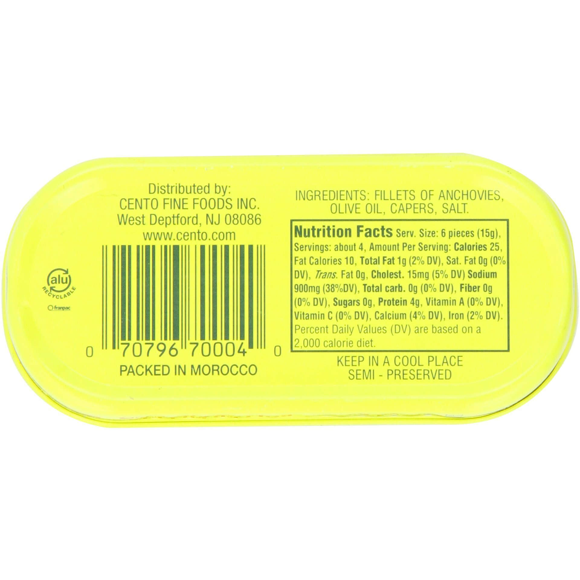 Cento Rolled Fillet Anchovies, 2 Ounce Tins (Pack Of 25)