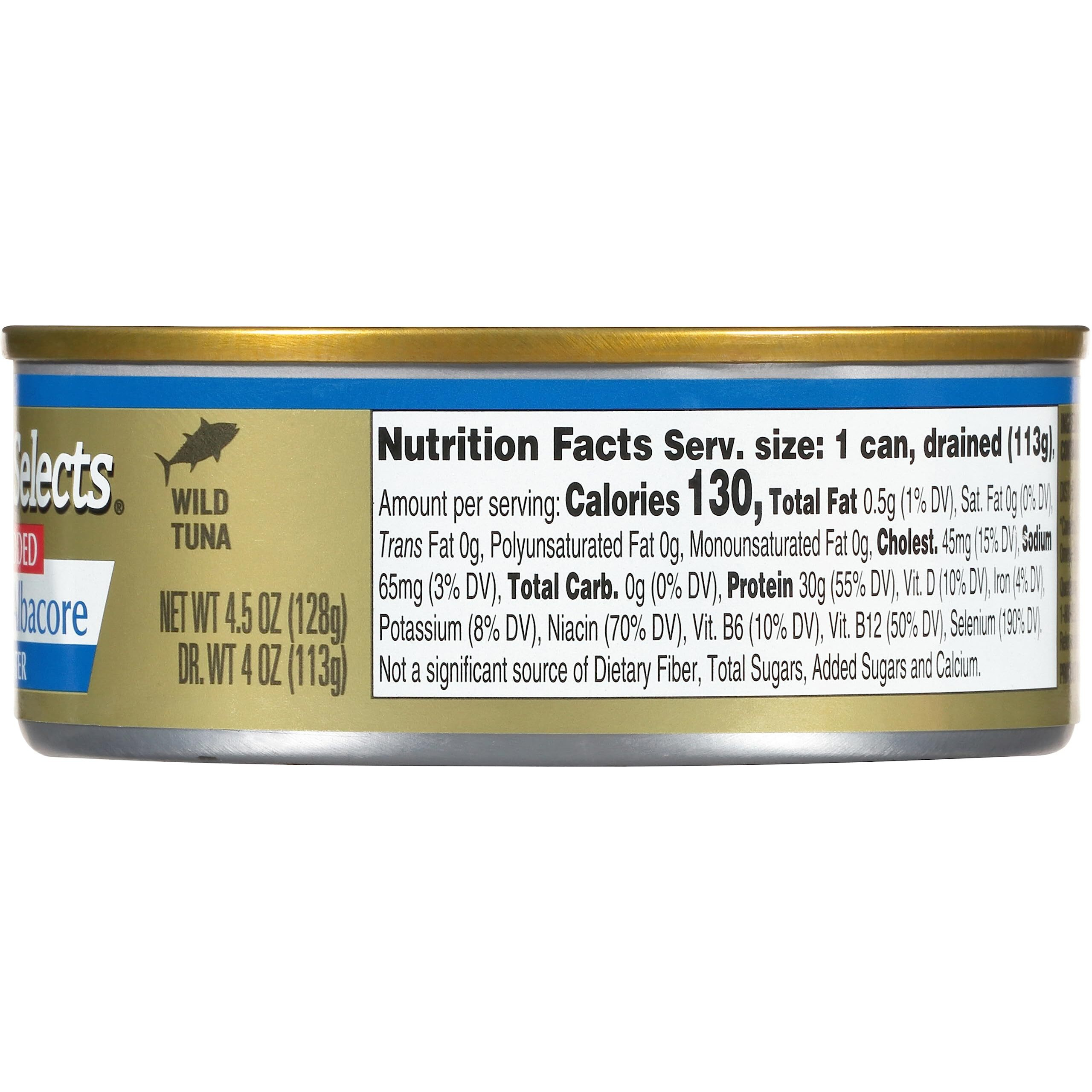 Starkist Selects No Salt Added Chunk White Albacore Tuna In Water, 4.5 Oz (12 Pack) Canned Tuna Fish, Wild Caught, Ready To Eat, For Salads, Keto Meals & Snacks, 30G Protein & 130 Calorie A Serving