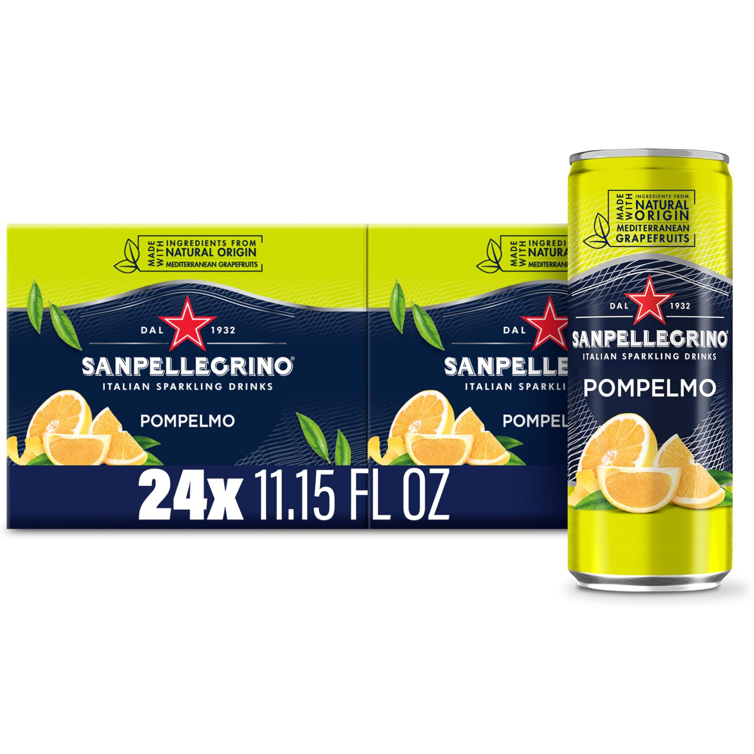 Sanpellegrino Italian Sparkling Drink Pompelmo, Sparkling Grapefruit Beverage, 24 Pack Of 11.15 Fl Oz Cans