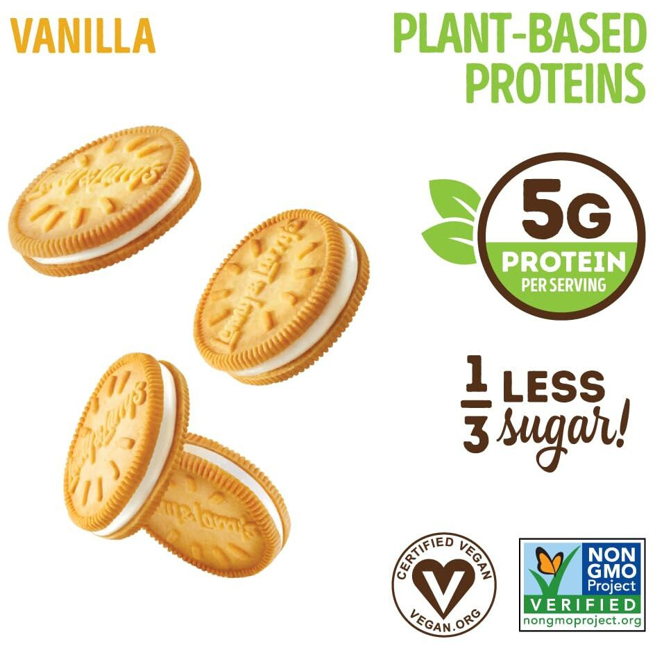 Lenny & Larry's The Complete Cremes, Sandwich Cookies, Vanilla, Vegan, 5G Plant Protein, 6 Cookies Per Pack (Box Of 12)