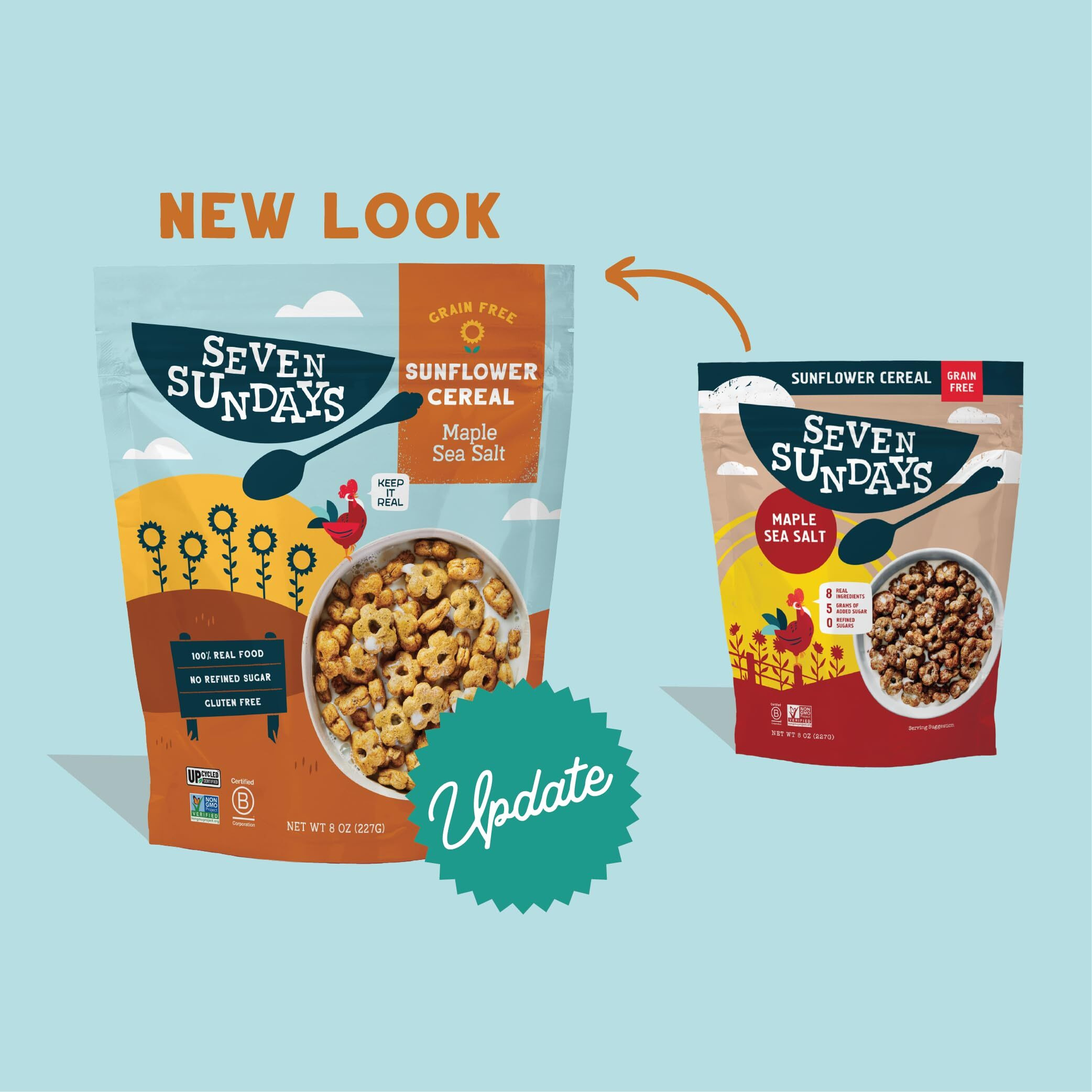 Seven Sundays Sunflower Cereal, Maple Sea Salt, 8 Oz Bag (Pack Of 3), Grain & Gluten Free, 5G Upcycled Protein, 0G Refined Sugar, Salty Sweet Snack