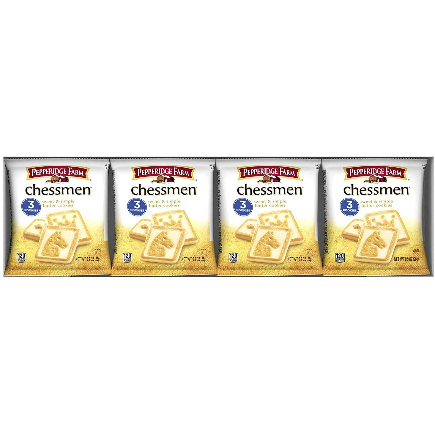 Pepperidge Farm Chessmen Butter Cookies Multipack, 8 Packs, 3 Cookies Per Pack