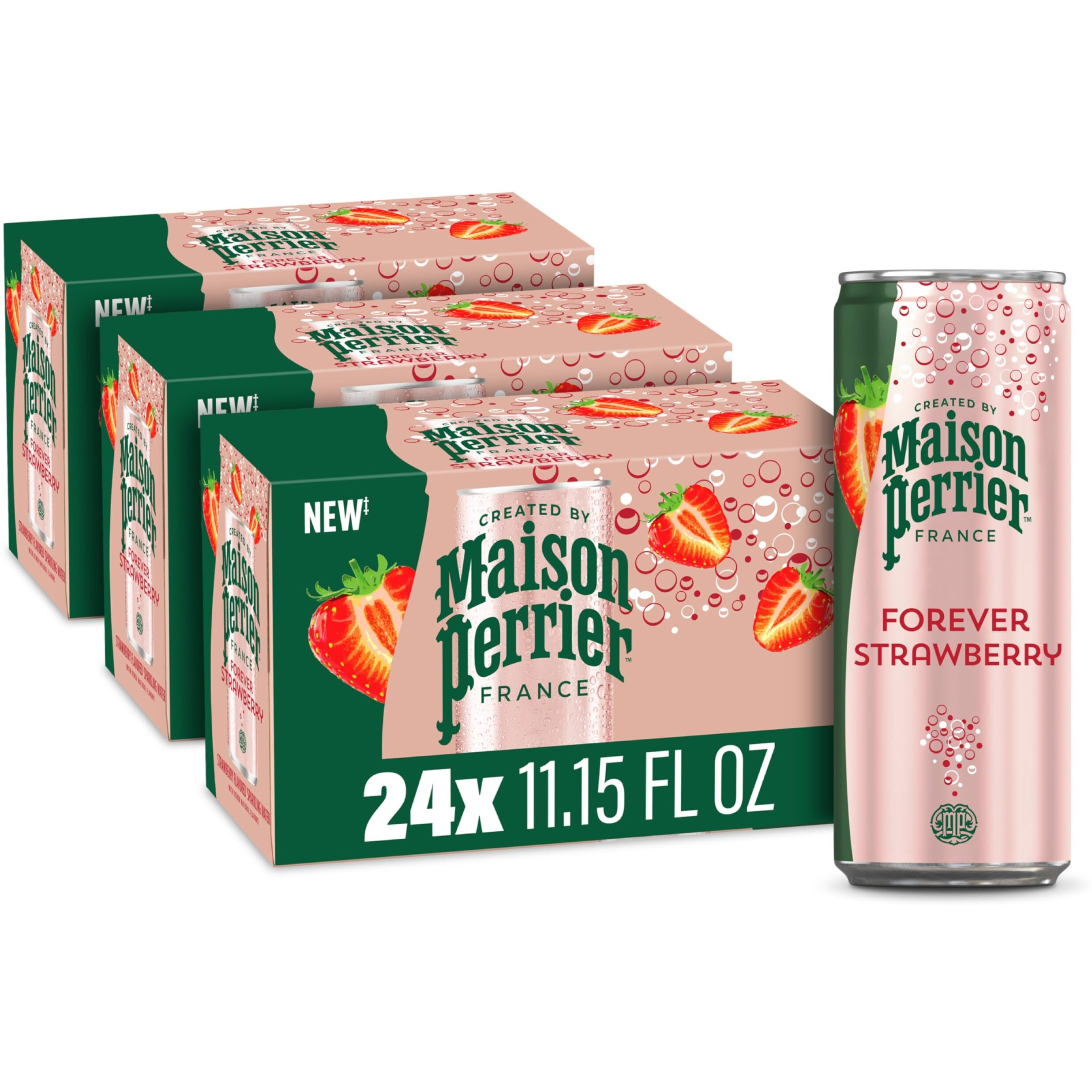 Maison Perrier Strawberry Flavored Sparkling Water, 11.15 Fl Oz Can (24 Count)
