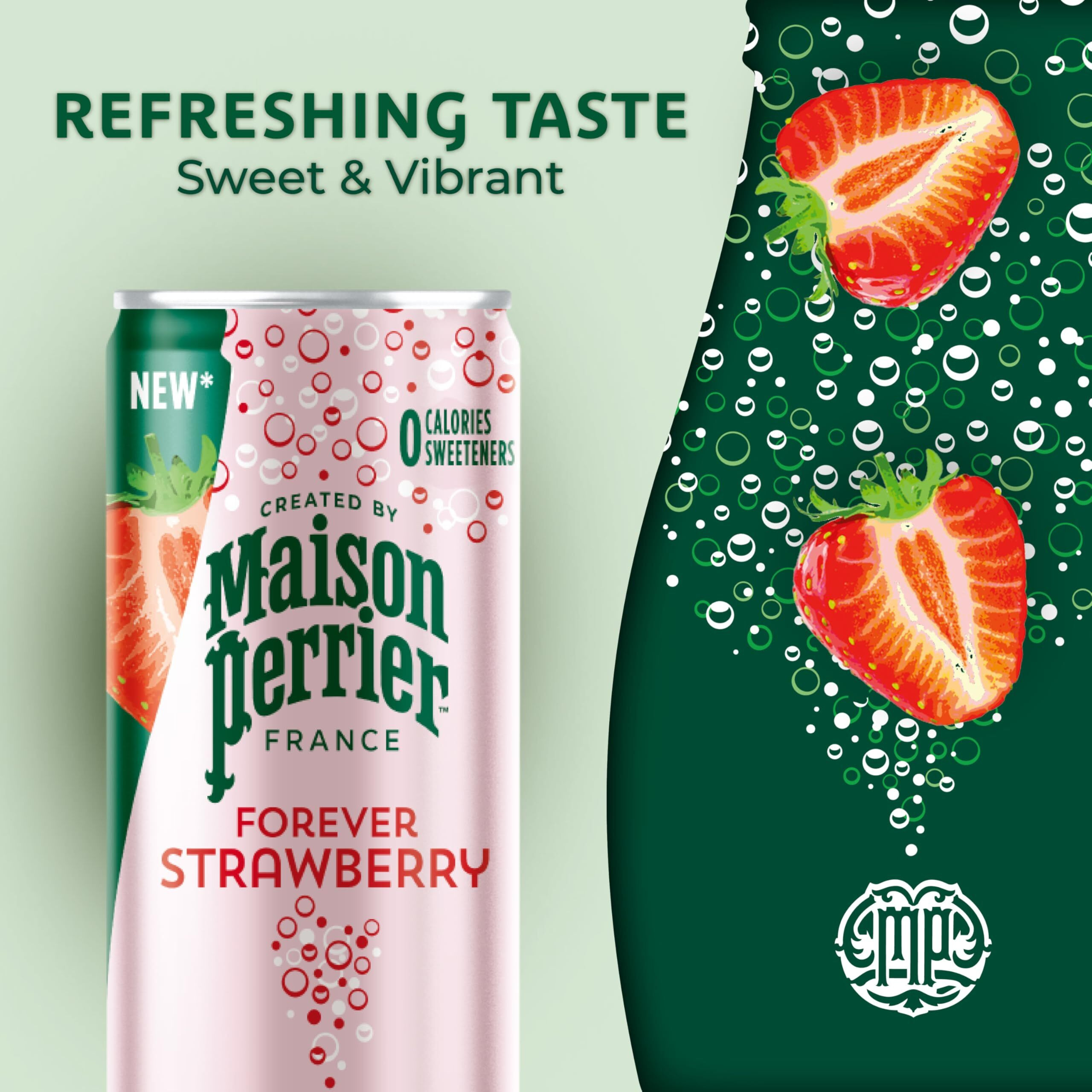Maison Perrier Strawberry Flavored Sparkling Water, 11.15 Fl Oz Can (24 Count)